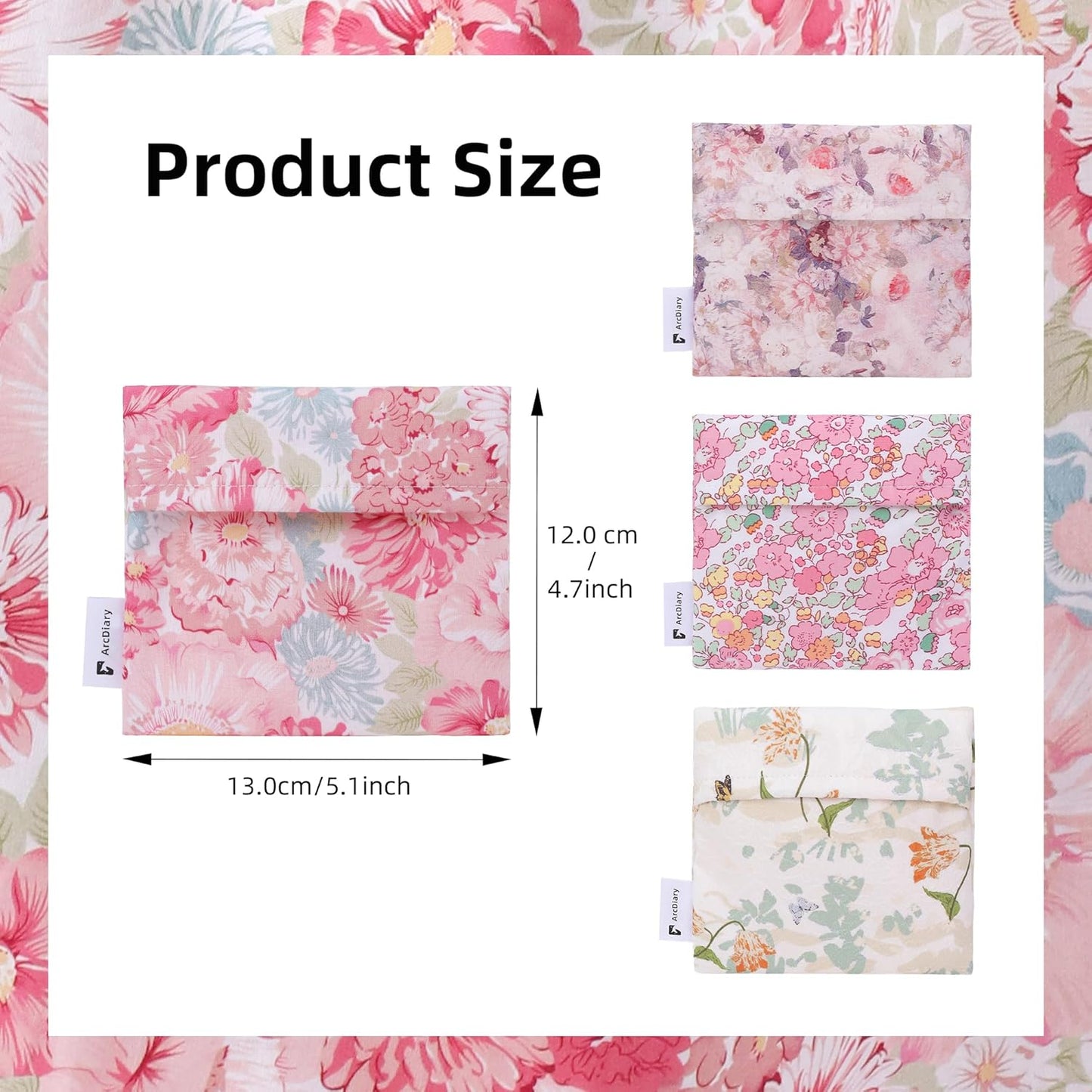 Period Bag for Teen Aged Girls, Portable Sanitary Pad Storage Bag for Teen Pads/Sanitary Napkins/Small Tampons, Feminine Menstrual Cup Pouch (Blooming)