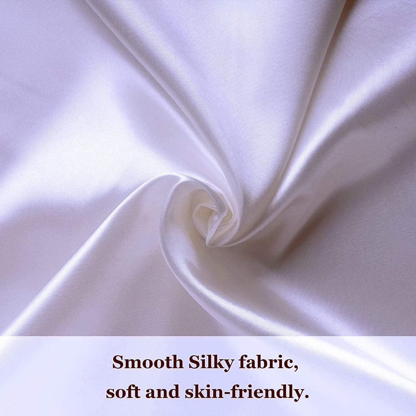 JUWENIN,Luxury Satin Pillowcase with Zipper (Silky Satin Pillow Case for Hair) Set of 2 (Standard, White)