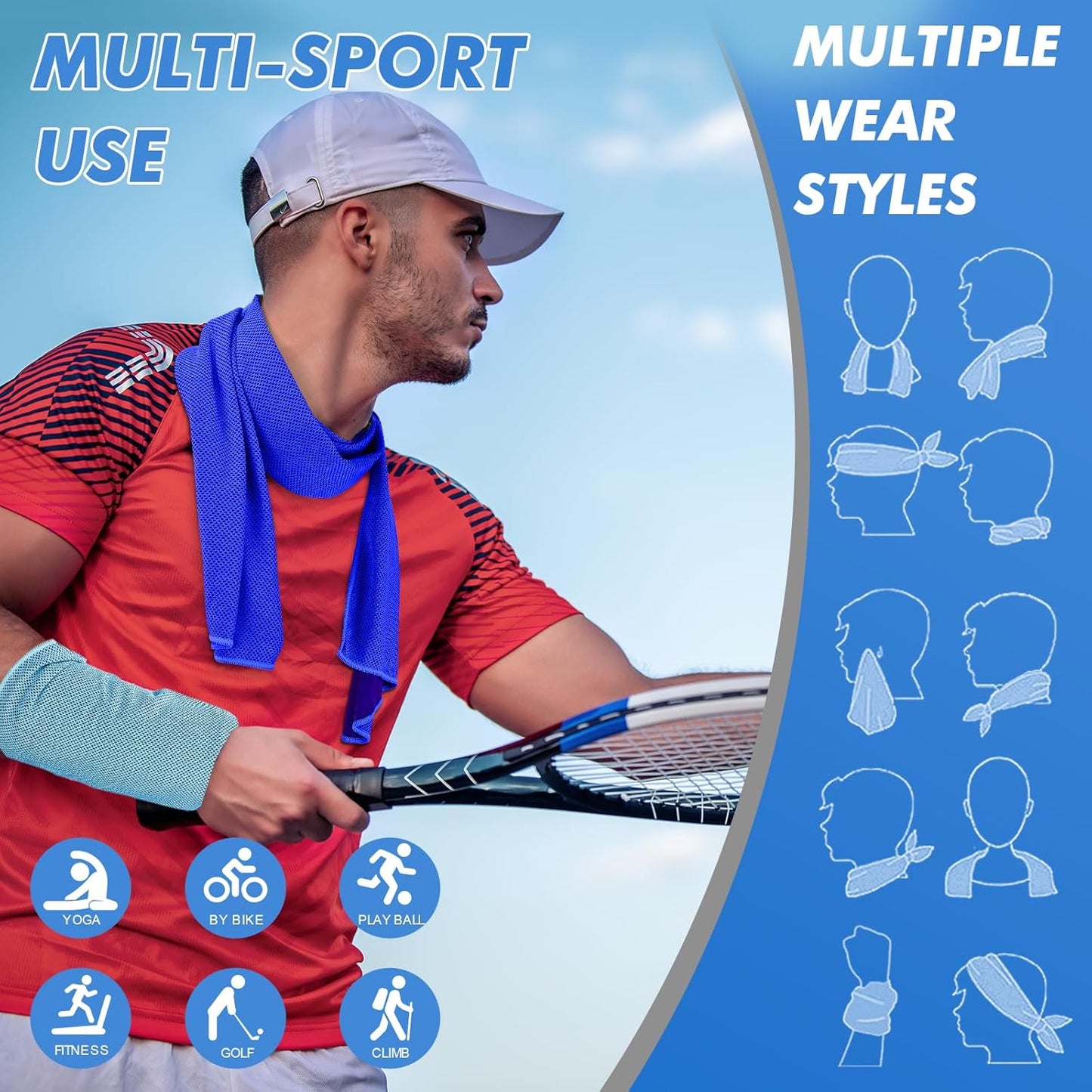 12 Pack Cooling Towels Bulk (47"x12") for Neck and Face, Ice Towel for Hot Weather, Soft Breathable Chilly Gym Towels, Microfiber Towel for Work Out, Yoga, Running, Camping & More Activities