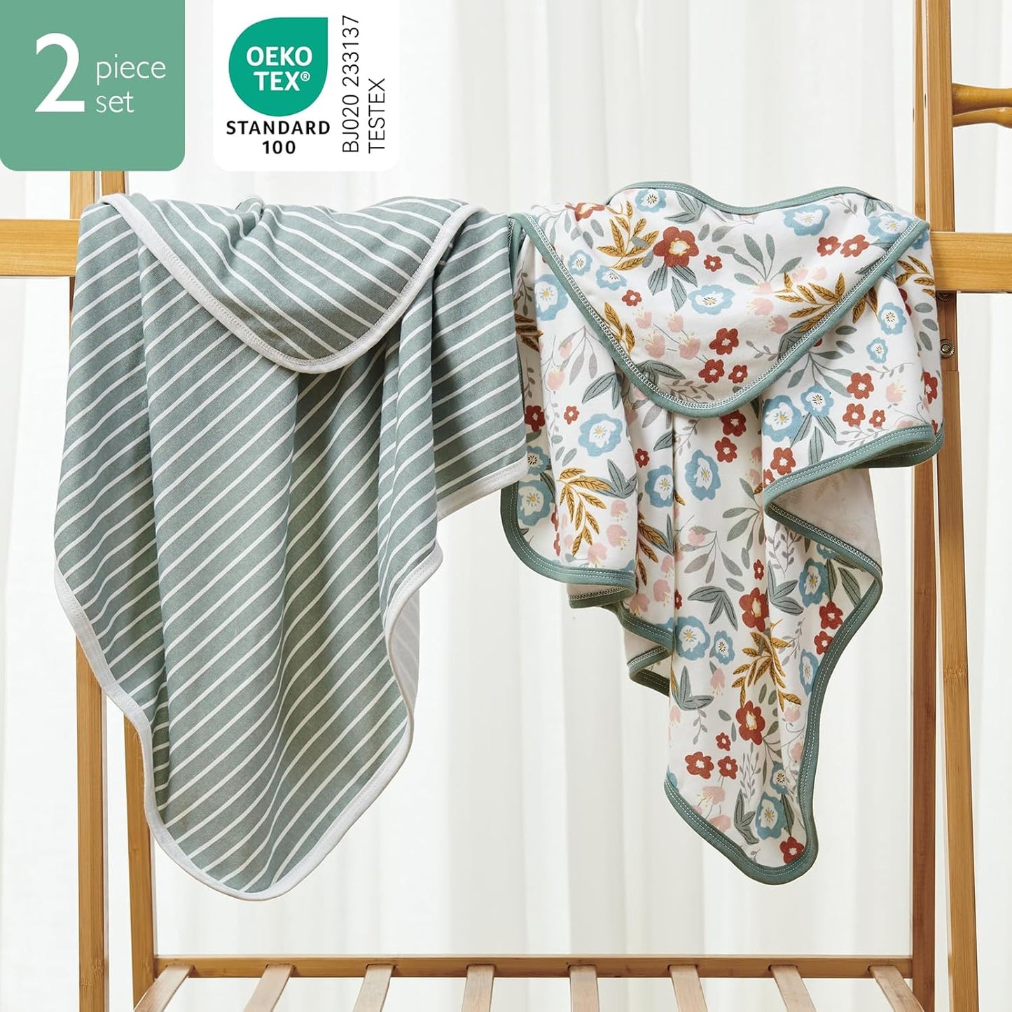 Momcozy Baby Towel with Hooded-2 Pack Soft Bath Towel Set-Shower Gifts or Bath Essential for Infant, Newborn, Toddler (35 X 35 Inch, Petite Blossom)