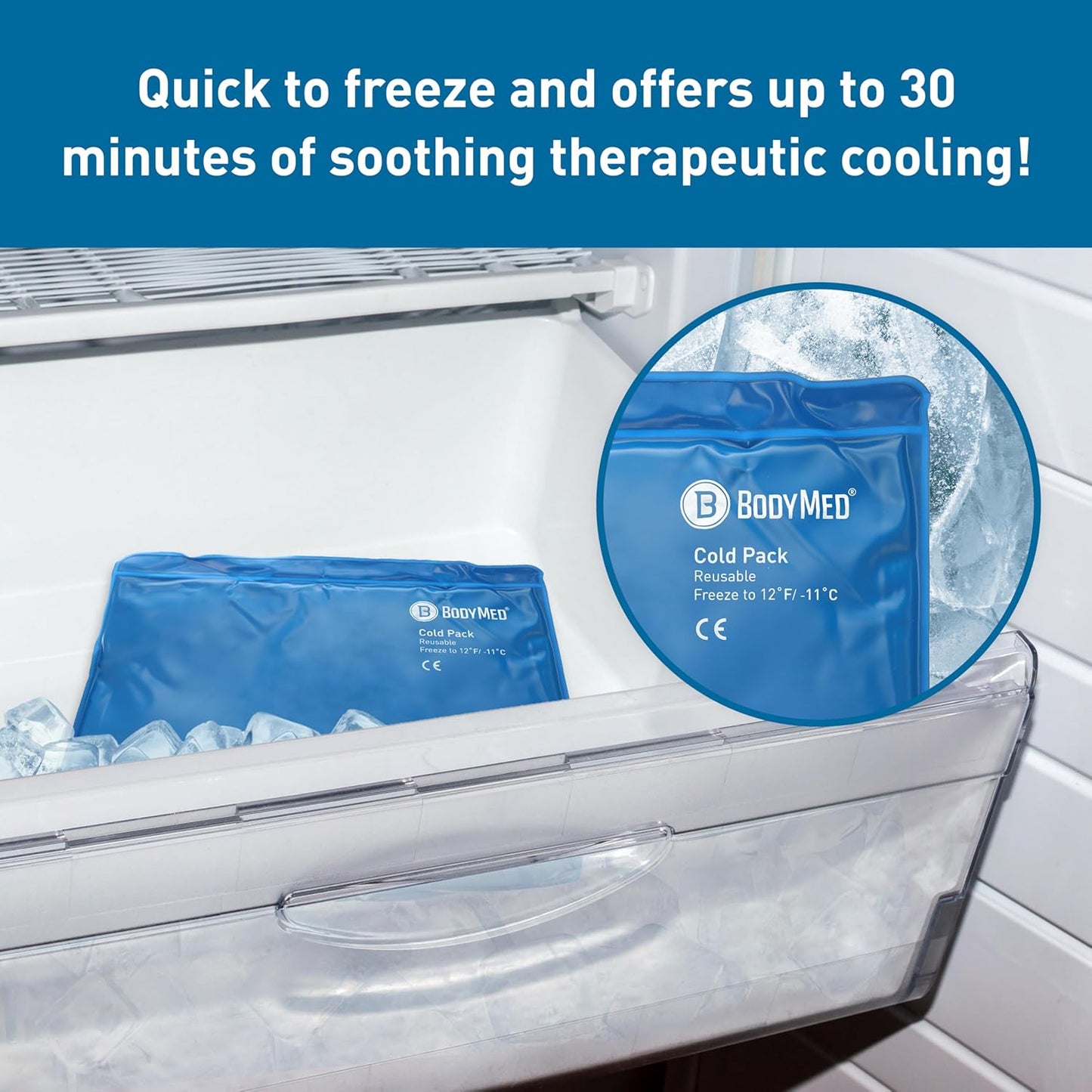 BodyMed Reusable Vinyl Ice Pack for Knee, Arm, Elbow, Shoulder, Back - Professional Grade Cold Therapy for Injuries, Aches, Swelling, Bruises, Sprains - 21 in. x 13 in. (Oversize)