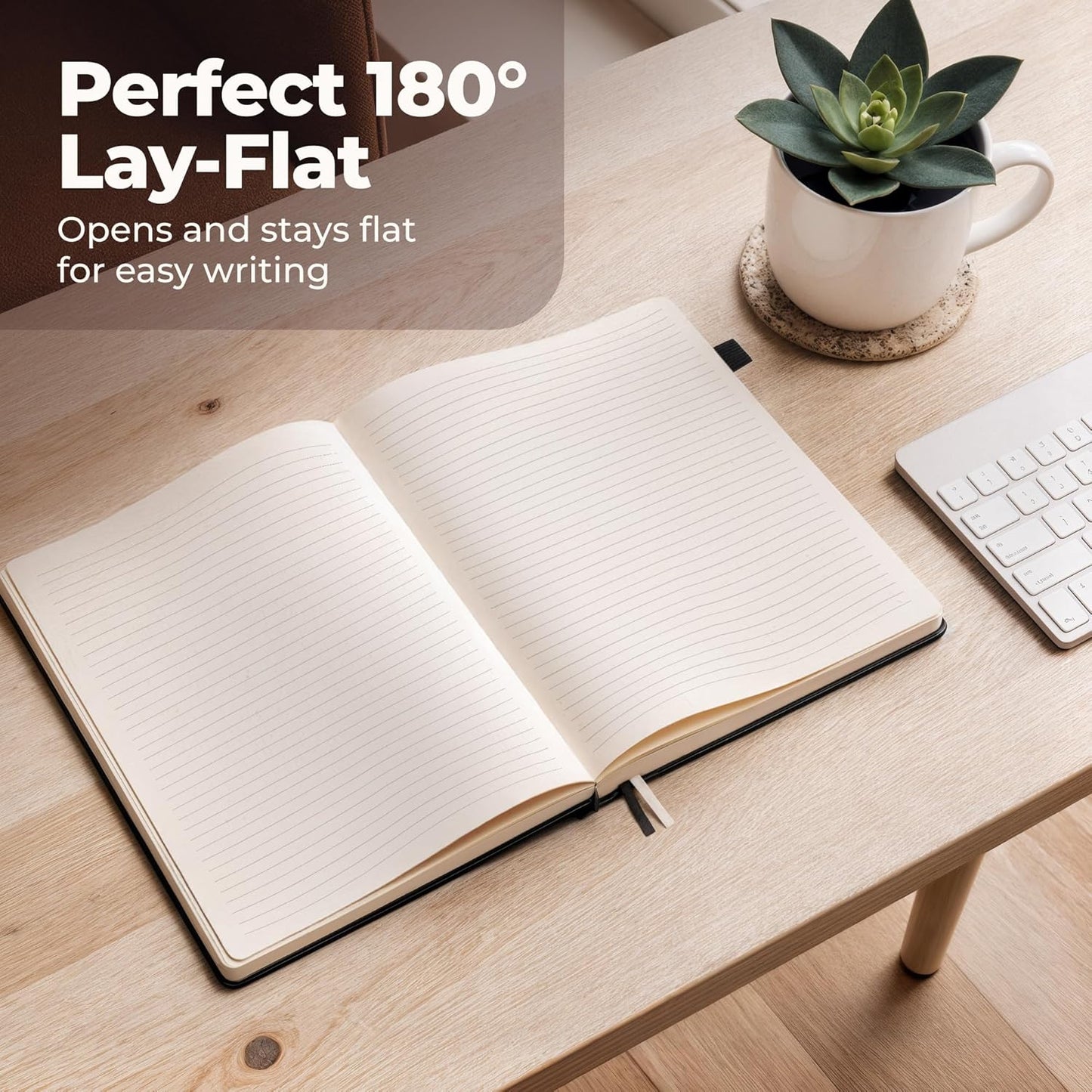 Thick Lined Journal Notebook 8.5x11" with Big A4 Hardcover Leather - Black - 300 Pages College Ruled Large with Sticky Tabs, Pockets, & Pen Loop for Writing and Journaling - Hard Cover Fancy Notebook