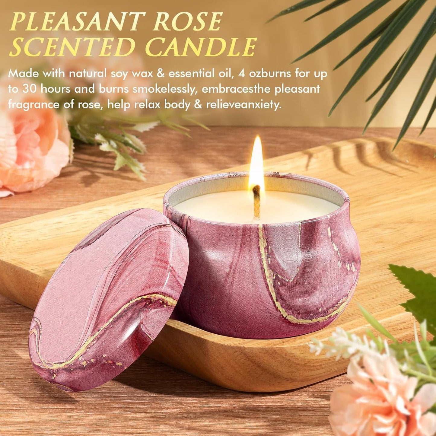 Birthday Gifts for Women Self Care Get Well Soon Gifts, Rose Relaxing Spa Gifts Box Care Package Basket w/ Luxury Flannel Blanket 40 oz Tumbler, Christmas Gifts Set for Mom Her Wife Girlfriend Sister