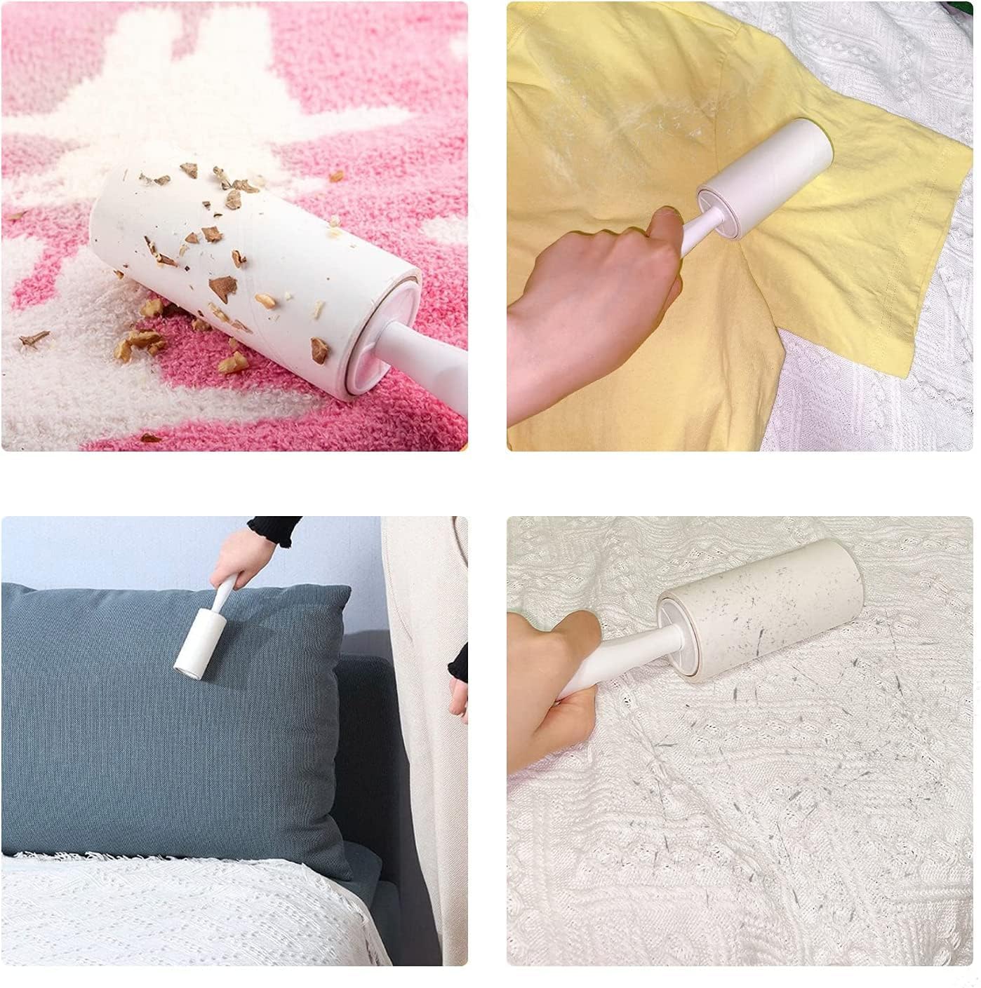 MELERIO Lint Rollers 6 Refills Full 420 Sheets with 1 Protective Cover Holder,1 Handle with 6 Extra Sticky Lint Roller Set for Clothes, Sofa, Bed, Carpet, Lint Roller for Pet Cat Hair Dog Hair, Dust