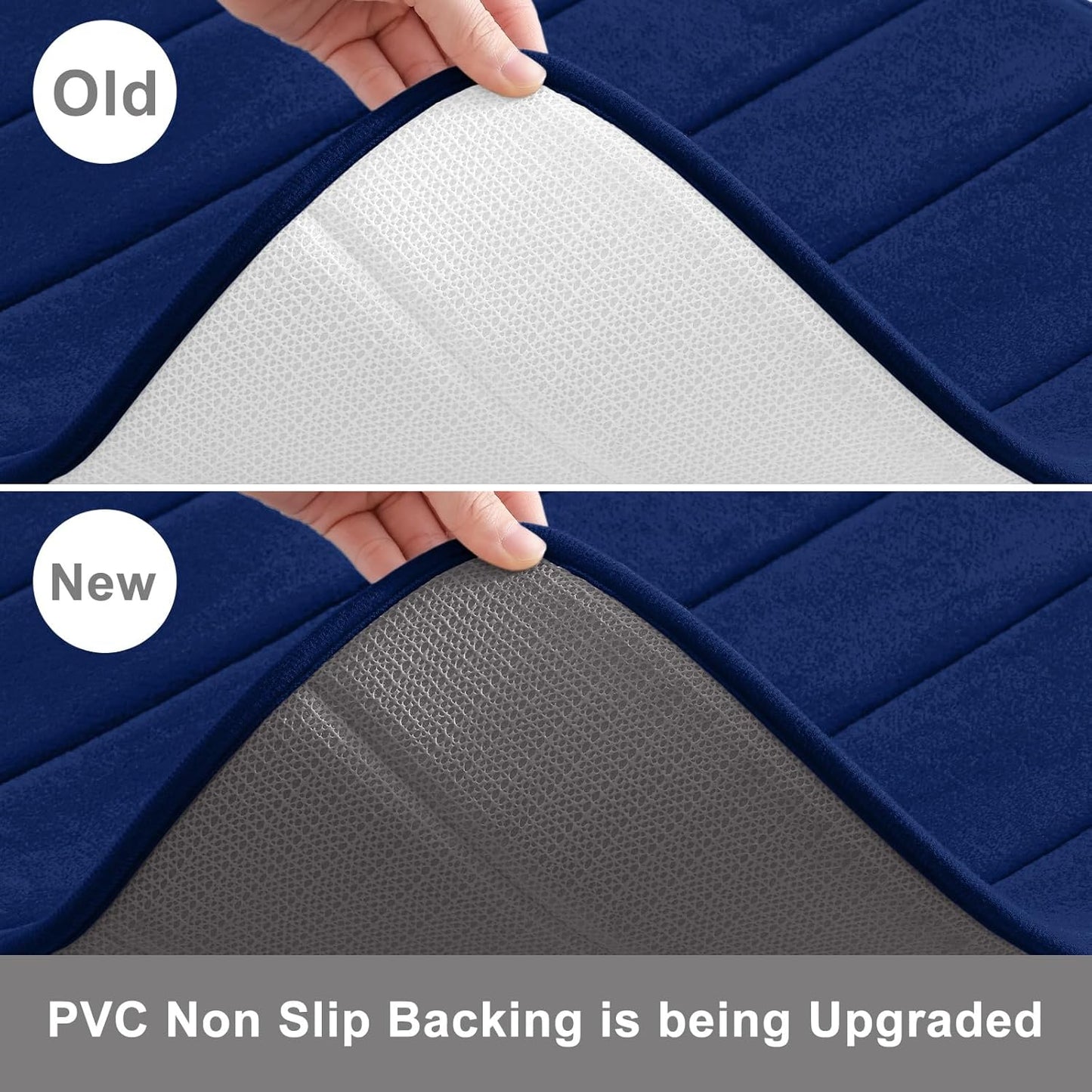 Buganda Memory Foam Bath Mat, 35.4" x 24", Ultra Soft and Non-Slip Bathroom Rugs, Water Absorbent and Machine Washable Bath Rug Runner for Bathroom, Shower, and Tub, Navy Blue