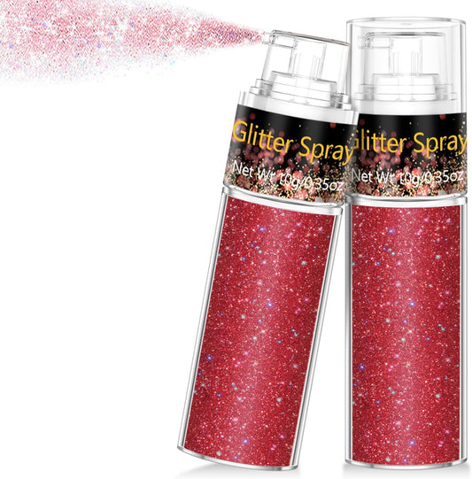 Hair and Body Glitter Spray, 1PC Glitter Hairspray Dry Powder Makeup for Clothes, Festival Rave Prom Loose Sparkle Powder,Holographic Ultra Fine Resin Glitters for Crafts (Red)