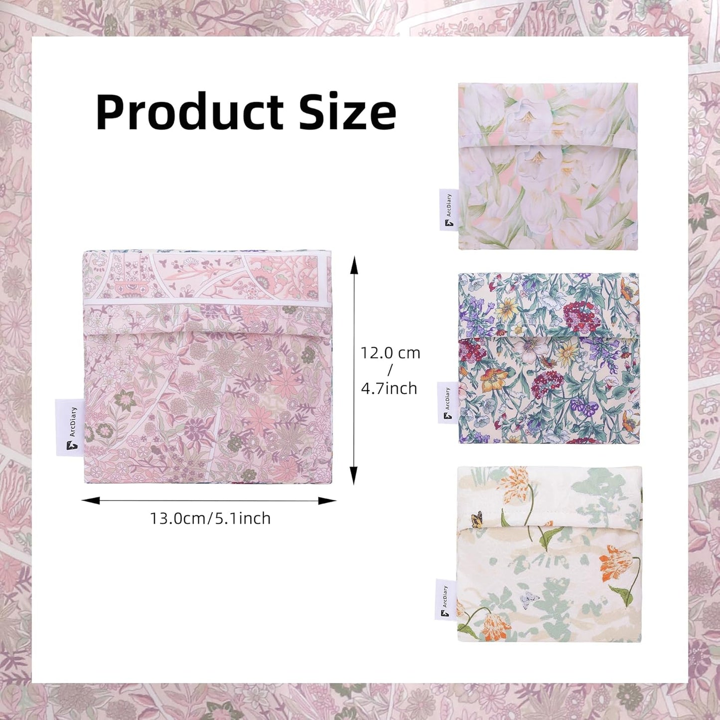 Period Bag for Teen Aged Girls, Portable Sanitary Pad Storage Bag for Teen Pads/Sanitary Napkins/Small Tampons, Feminine Menstrual Cup Pouch (Peach Blossoms)