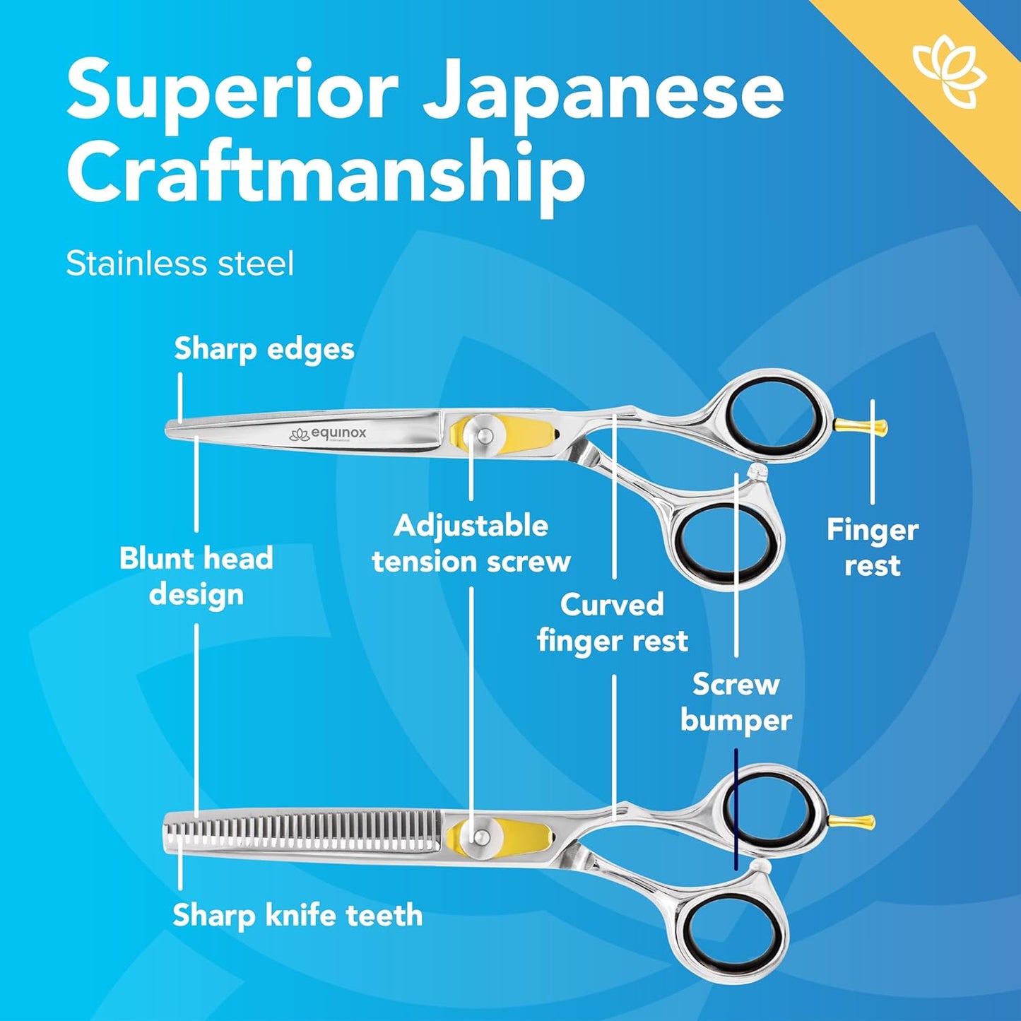 Equinox Professional Razor Edge Hair Cutting/Thinning Scissor Set/2, 6.5"