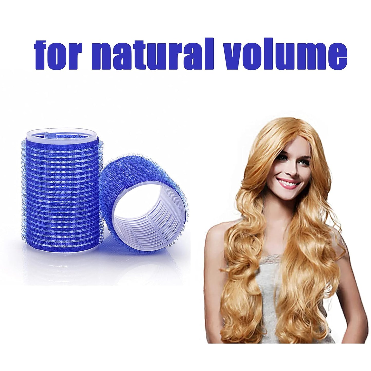 6PCS Roller Curlers For Medium Short Bangs, Heatless Curlers Create Natural Curly Hairstyles (Large Blue 6-Pack)