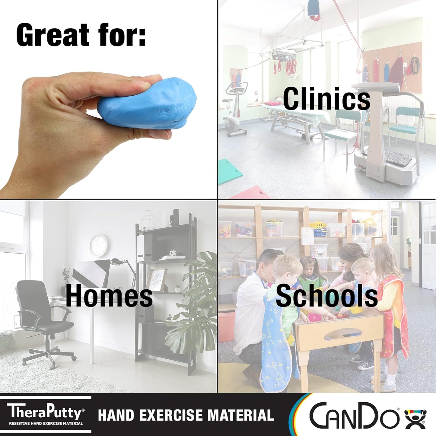 CanDo TheraPutty Standard Hand Exercise Putty For Rehabilitation, Exercises, Hand Therapy, Occupational Therapy, Hand Strengthening, Improve Motor Skills, Stress Relief