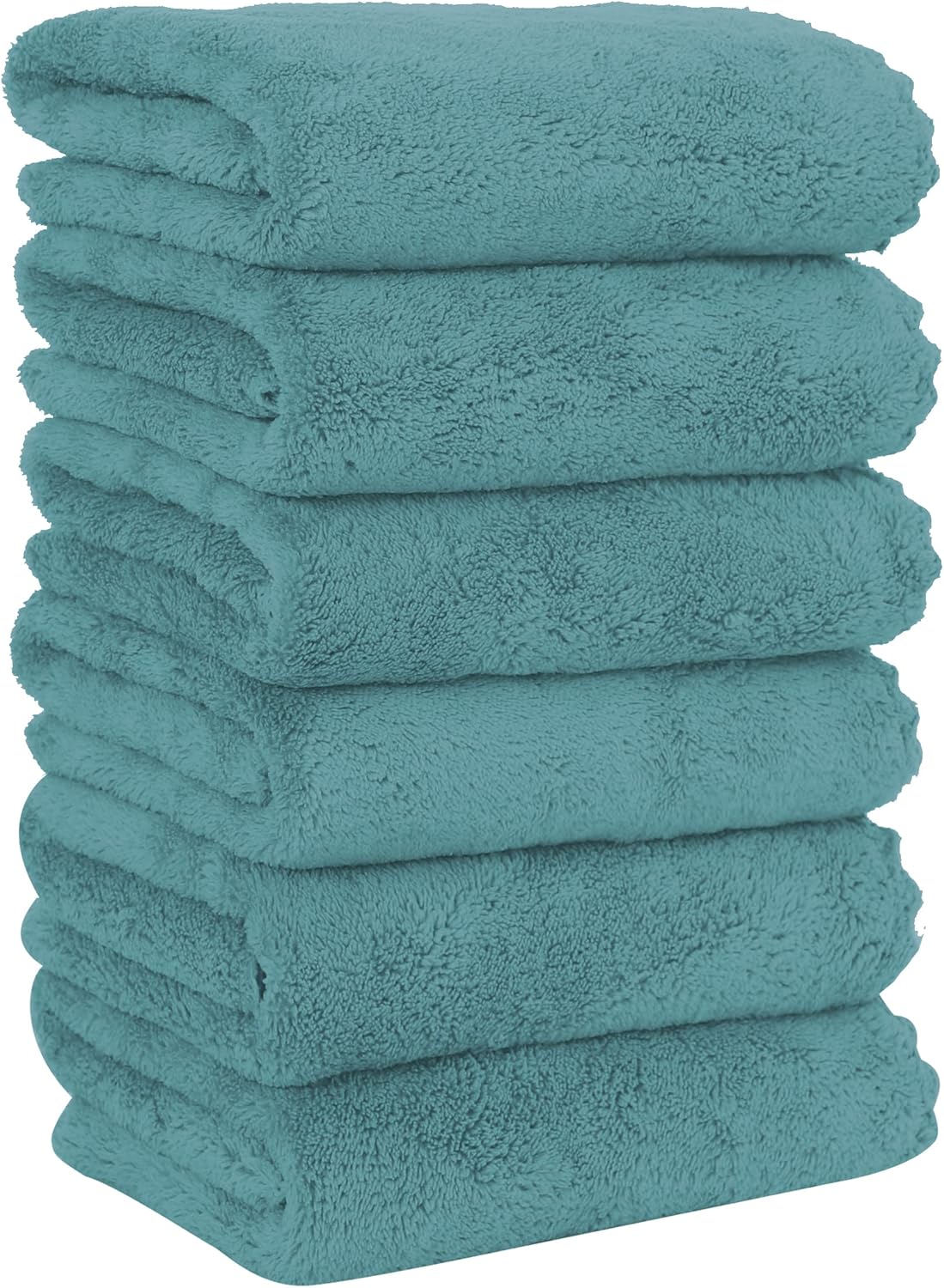 MOONQUEEN 6 Pack Premium Hand Towels - Quick Drying - Microfiber Coral Velvet Highly Absorbent Towels - Multipurpose Use as Hotel, Bathroom, Shower, Spa, Hand Towel 16 x 28 inches (Teal)