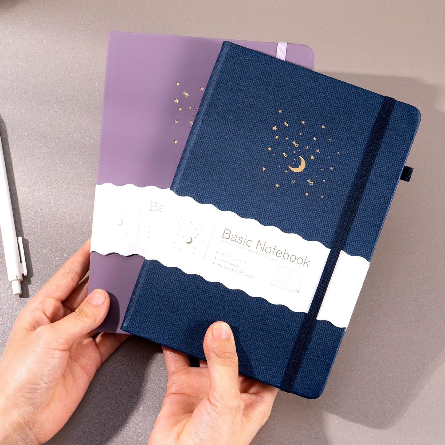 CAGIE Blue& Purple Journal Notebooks for Work, 2 Pack 192 Pages Lined Journaling Notebook, Hardcover Journals for Women Men Writing Gifts, 5.7" x 8.3"