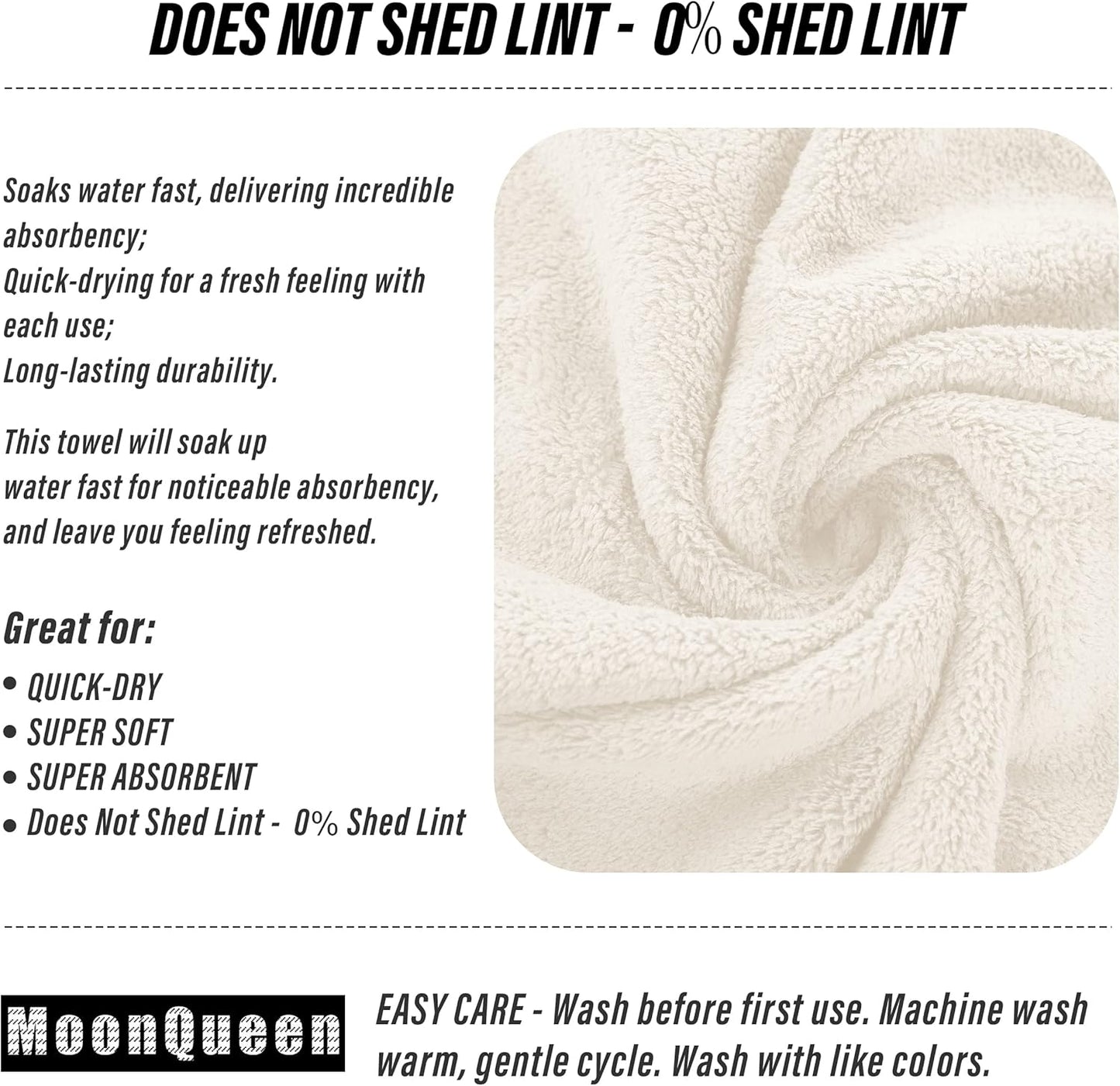 MOONQUEEN 6 Pack Premium Hand Towels - Quick Drying - Microfiber Coral Velvet Highly Absorbent Towels - Multipurpose Use as Hotel, Bathroom, Shower, Spa, Hand Towel 16 x 28 inches (Cream)