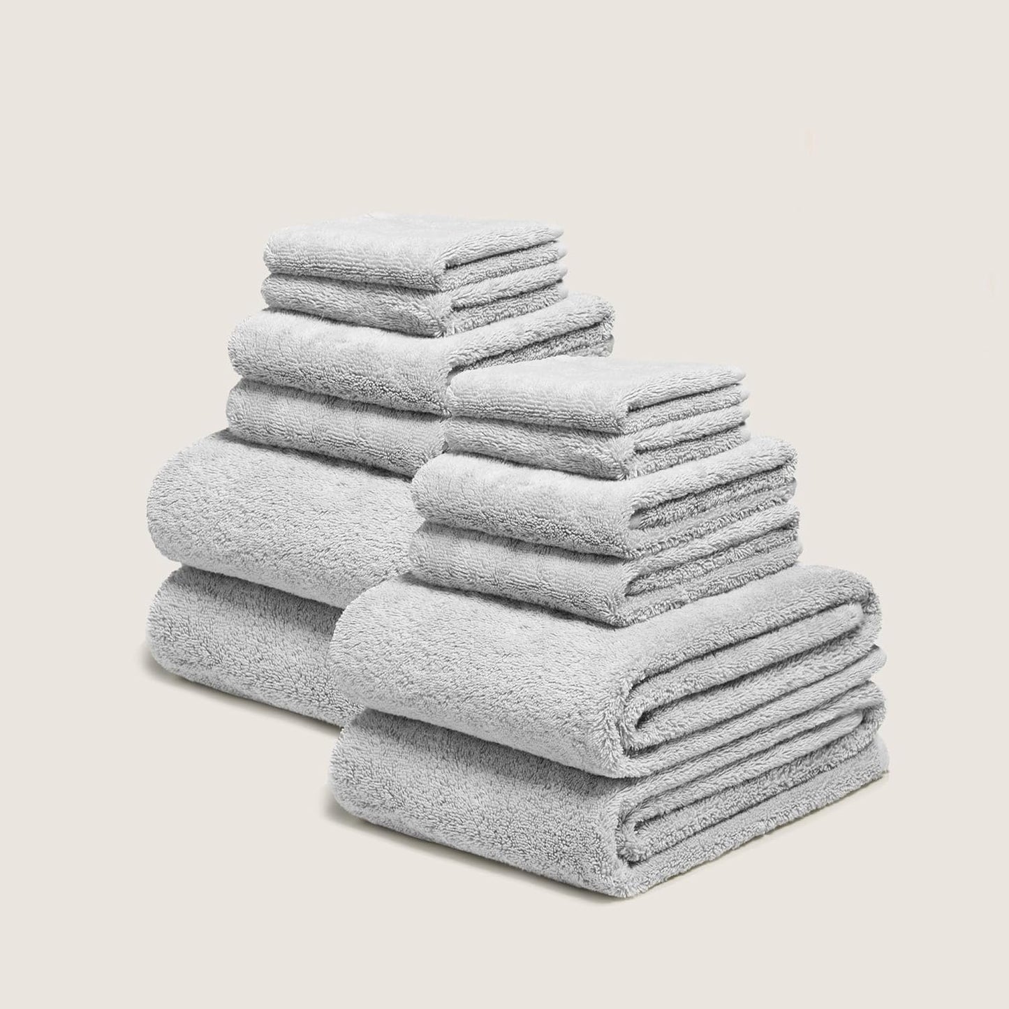 Italic Ultraplush 12-Piece Family Towel Set – Luxury Bath Towels, Hand Towels & Washcloths – Plush, Quick Dry 800GSM 100% Australian Cotton for Bathroom & Spa (Light Gray)
