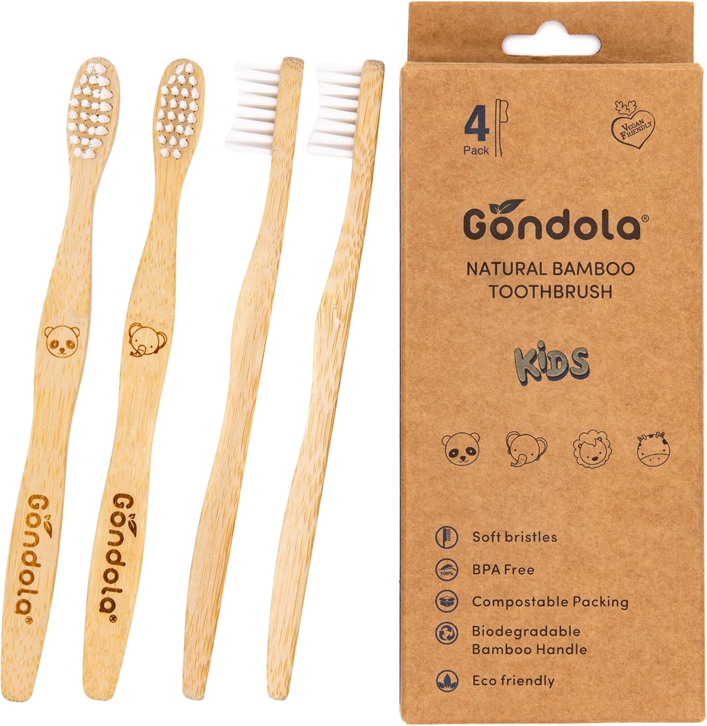 Gondola Bamboo Toothbrush (Kids - 4 Count (Pack of 1))