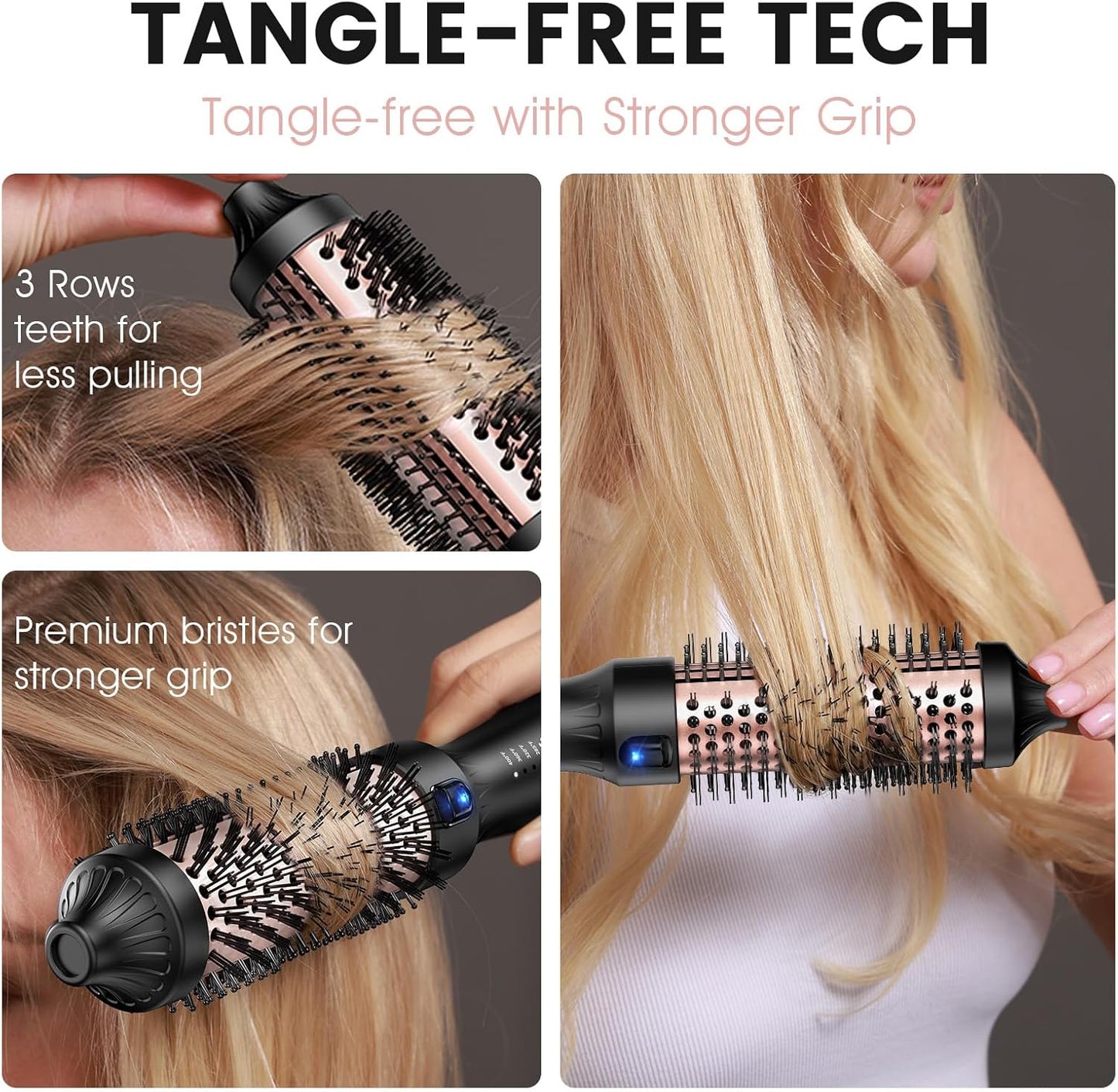 Zavarea Thermal Brush, 1.5 Inch Heated Round Brush for Blowout Look, Hot Styler with 800M Negative Ions & Ceramic for Less Damage & Frizz, Boosts Shine & Easy to Use, Dual Voltage, Elegant Black