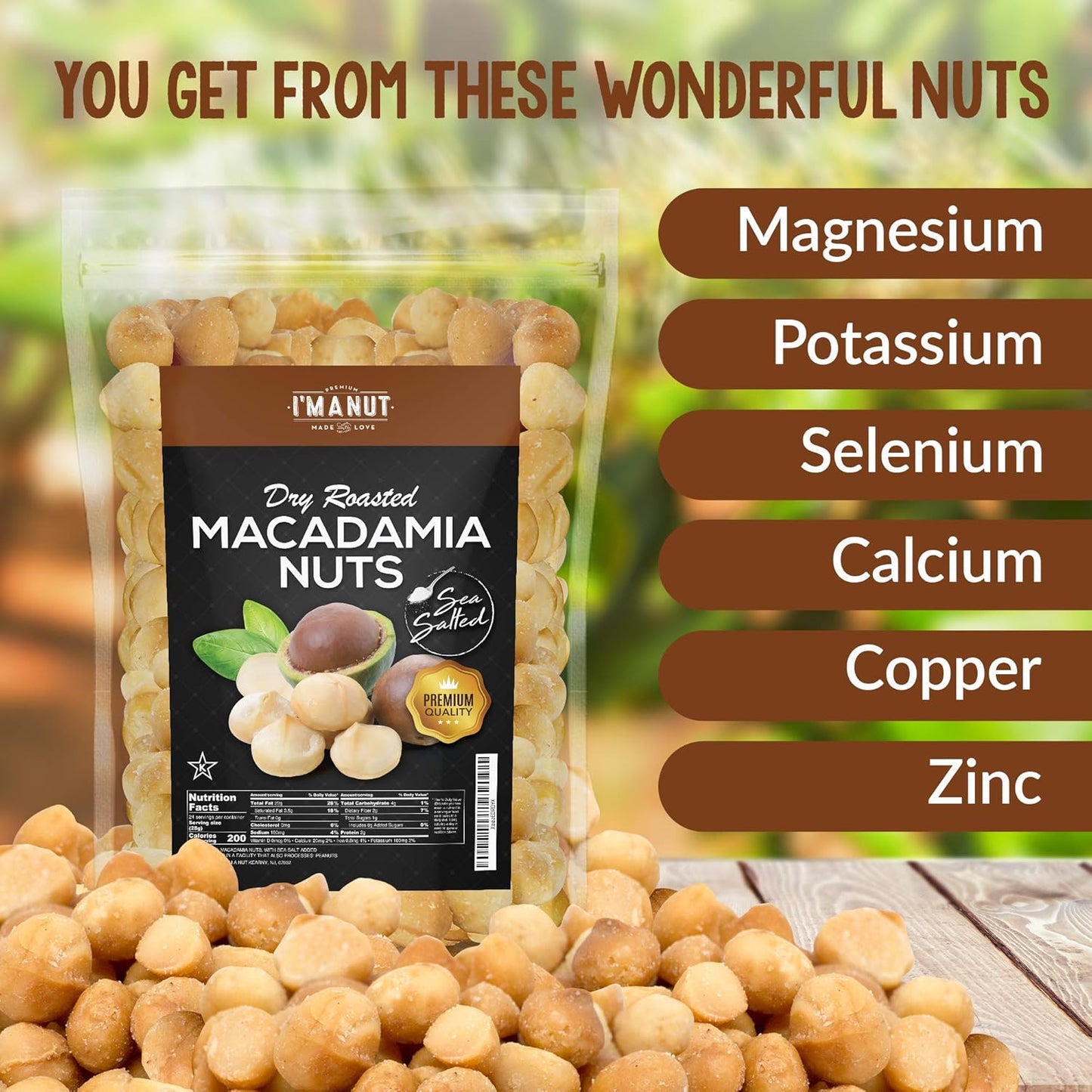 Oven Roasted Macadamia Nuts with Sea Salt 24oz (1.5 lb) Batch Tested Peanut & Gluten Free | No Oil | No PPO | Fancy Whole | Made from Natural Macadamia Nuts