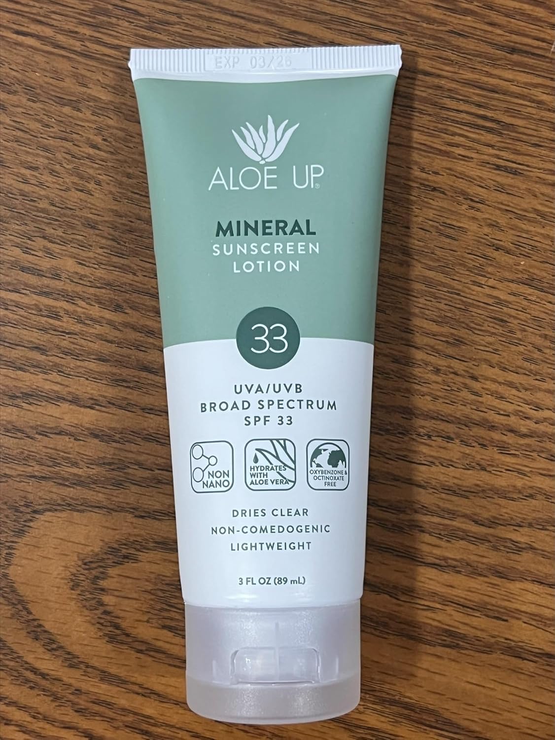 Aloe Up Mineral Sunscreen Lotion SPF 33 Broad Spectrum UVA/UVB Sunscreen Protector for Face and Body-With Gen2 Zinc Oxide and Aloe Vera Gel Dries Clear Reef Safe Coco-Mango Fragrance - 3 Oz
