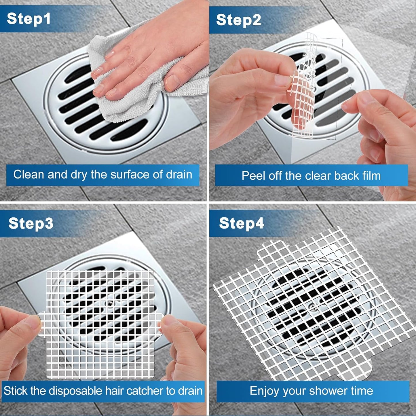 Disposable Shower Drain Hair Catcher, Shower Drain Cover Mesh Stickers, 25 Pack (3.5 Inch)