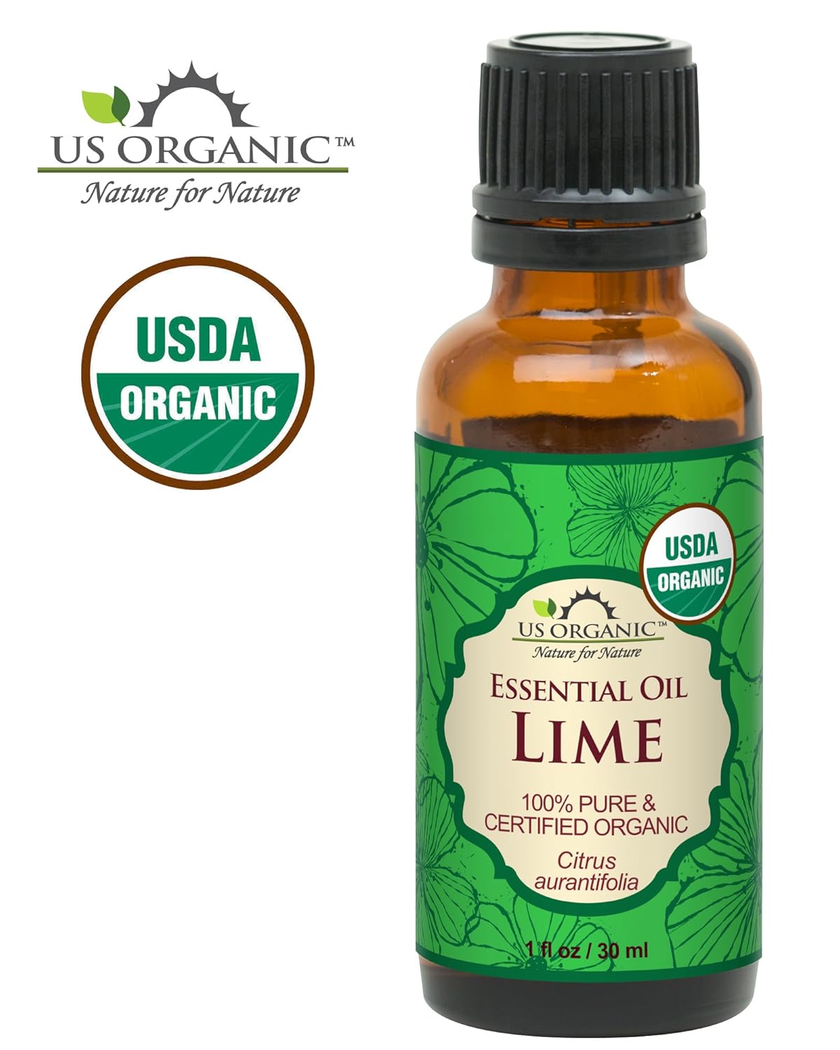 US Organic Lime Essential Oil - Certified Organic, Steam Distilled - W/Euro droppers (More Size Variations Available) (30 ml / 1 fl oz)