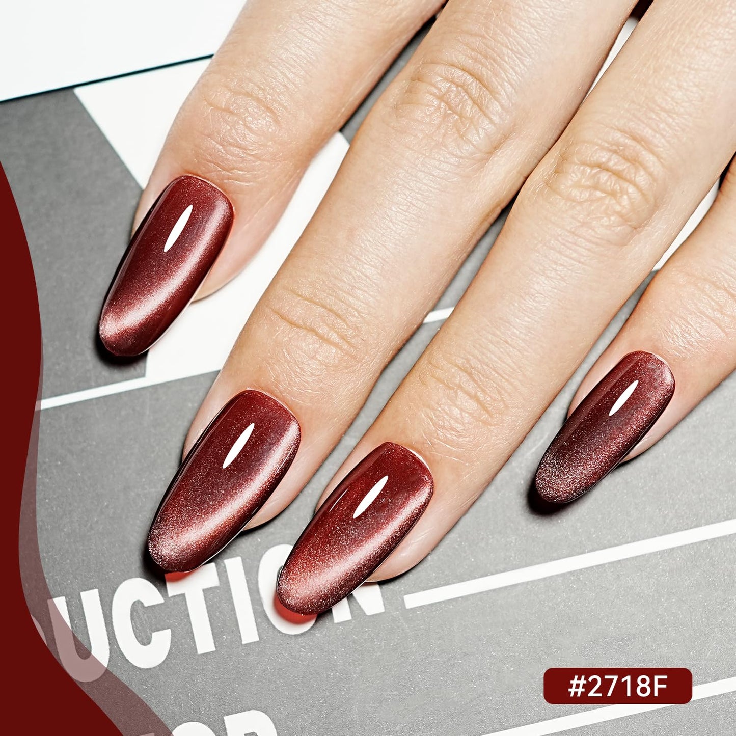 JODSONE Cat Eye Gel Nail Polish Set Pink Rose Red Sliver Collection 10 Colors Holographic Sparkle Cat Eye with Base Coat Top Coat Magnet DIY Nail Art Gift