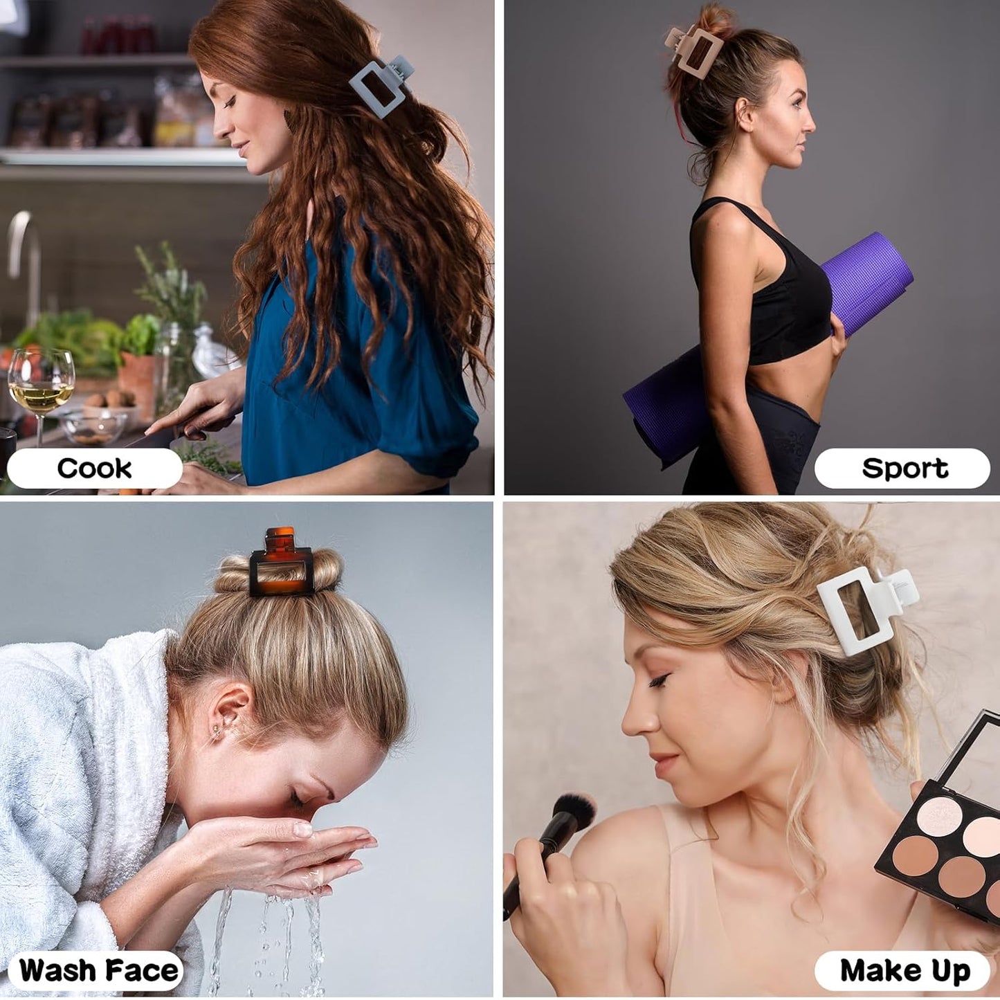 2 Inch Medium Hair Claw Clips 12 Pcs Square Hair Clips for Thin Hair Matte Nonslip Acrylic Banana Jaw Clips Bulk Hair Accessories for women and Girls - Neutral