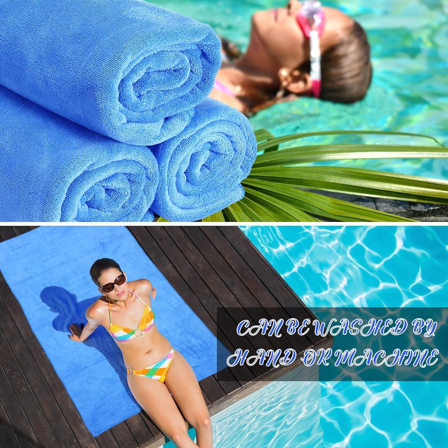 16 Pack Microfiber Bath Towels Bulk 27'' x 60'' Oversized Size Bath Towel Highly Absorbent Extra Large Soft Drying for Shower Beach Salon Winter Sport Spa Gym (Simple,Royal Blue)