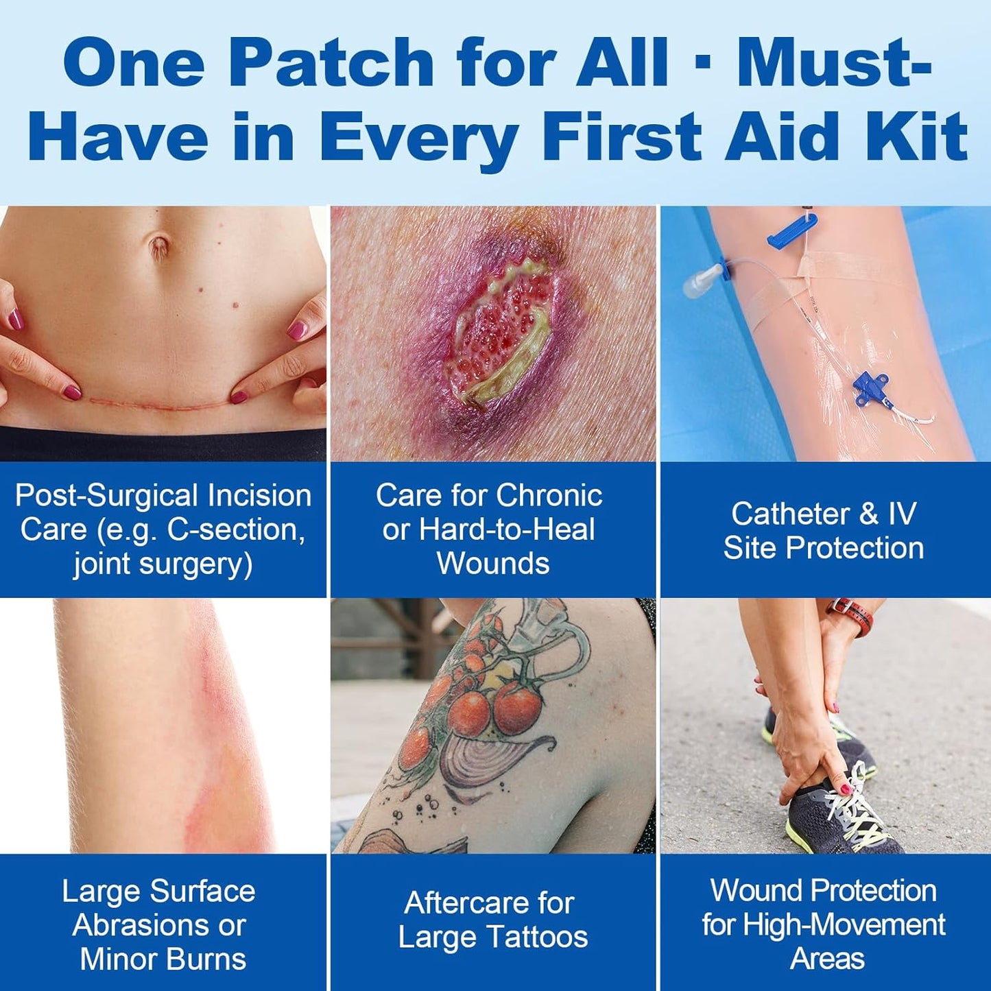 Dimora Waterproof Transparent Film Dressing with Pad, Large Clear Bandage Tape for Wound Care, Adhesive Post Surgical Cover Pad,for IV Shield, Tattoo Aftercare, Shower Protector 4x8 inch 10 Packs