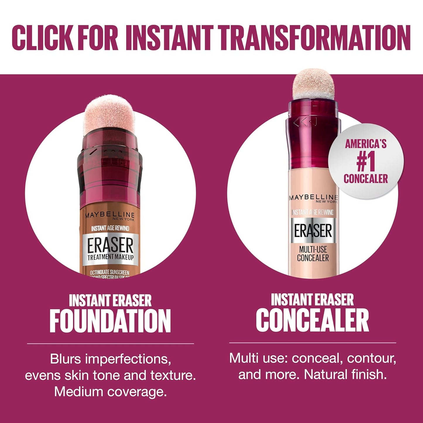 Maybelline Instant Age Rewind Eraser Treatment Makeup with SPF 18, Anti Aging Concealer Infused with Goji Berry and Collagen, Creamy Natural, 1 Count