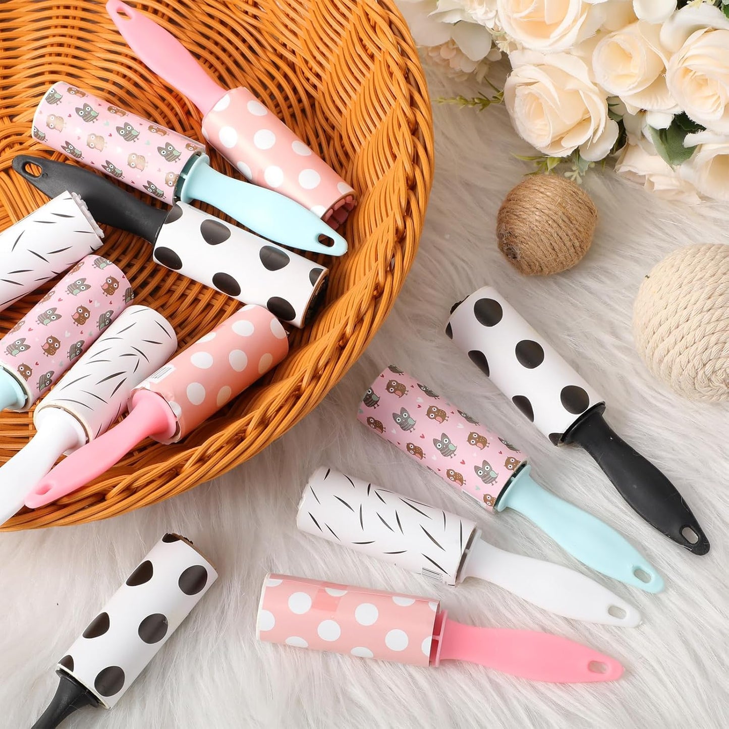 Hushee 36 Pcs Mini Lint Rollers for Pet Travel Size Clothes Roller Hair Lint Removers Sticky Tool for Clothes, Gift Bags, Pet Hair Removal