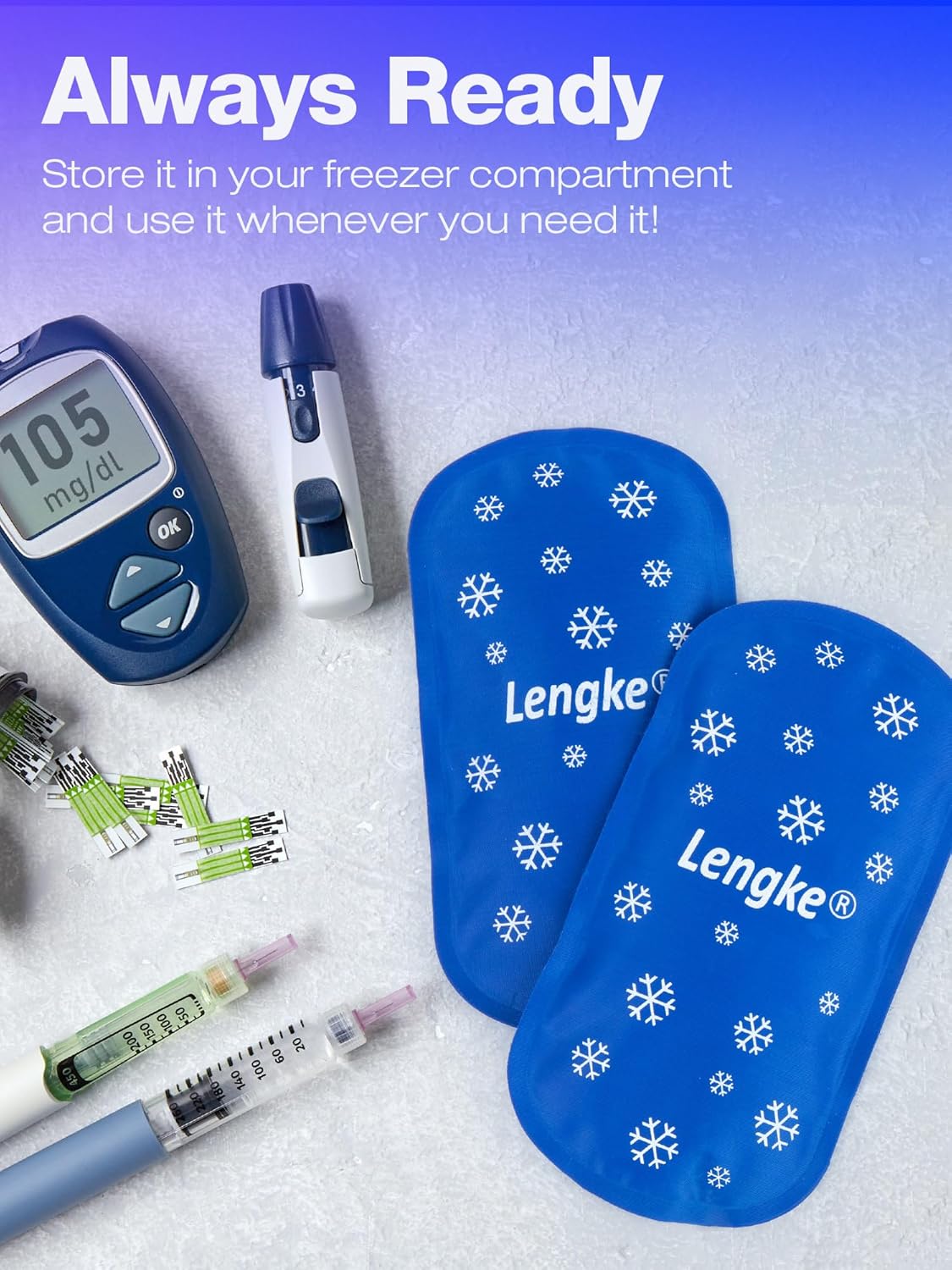 2Pcs Large Ice Packs for Insulin Cooler Travel Case TSA Approved 160g, Sutiable for Most Insulin Cooler Travel Case,Reusable Ice Pack by Leng Ke