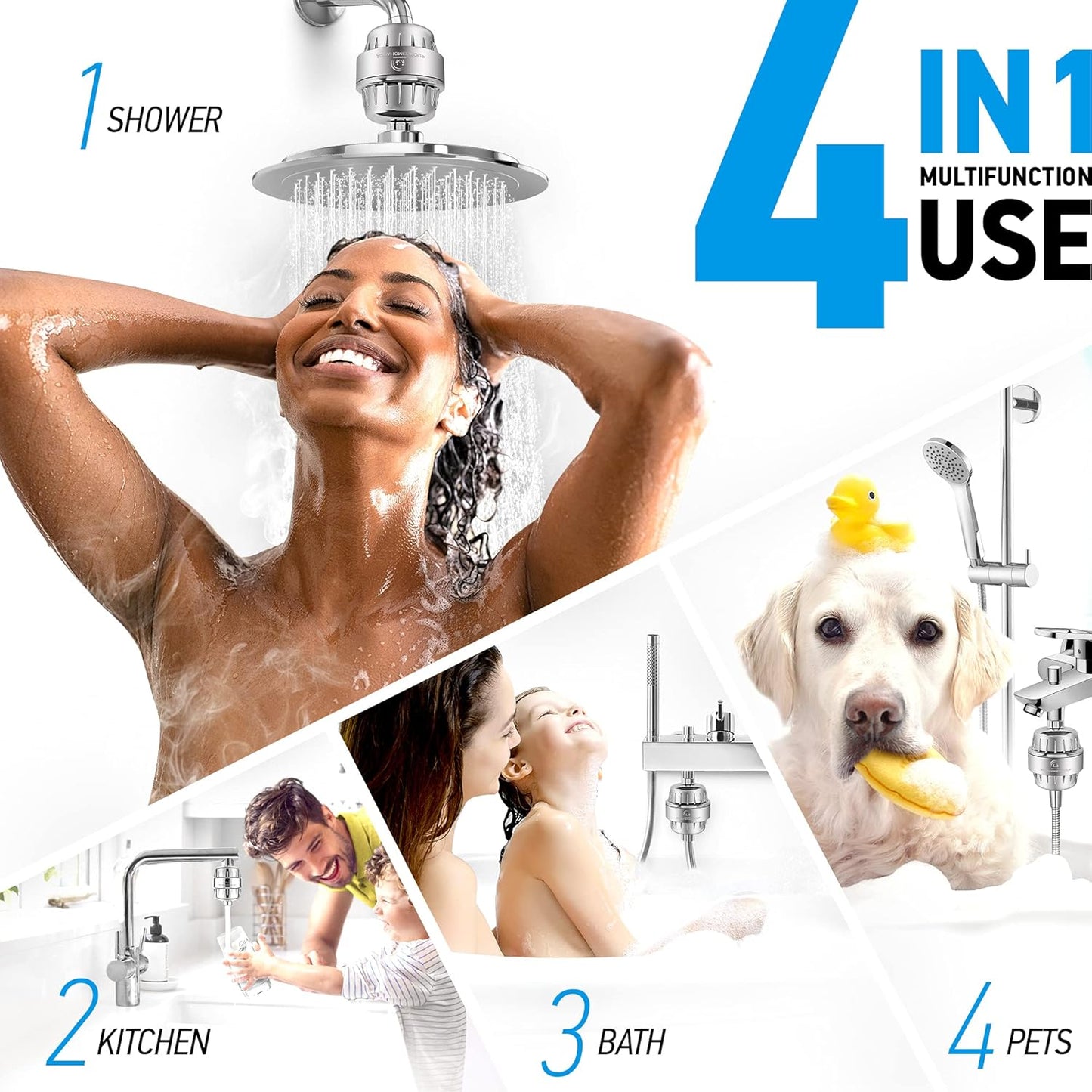 AquaHomeGroup 20 - Stage Replacement Premium Filter Cartridge 4-pack (No Housing), Compatible with Any Shower Filter of Similar Design 15 and 20 stages