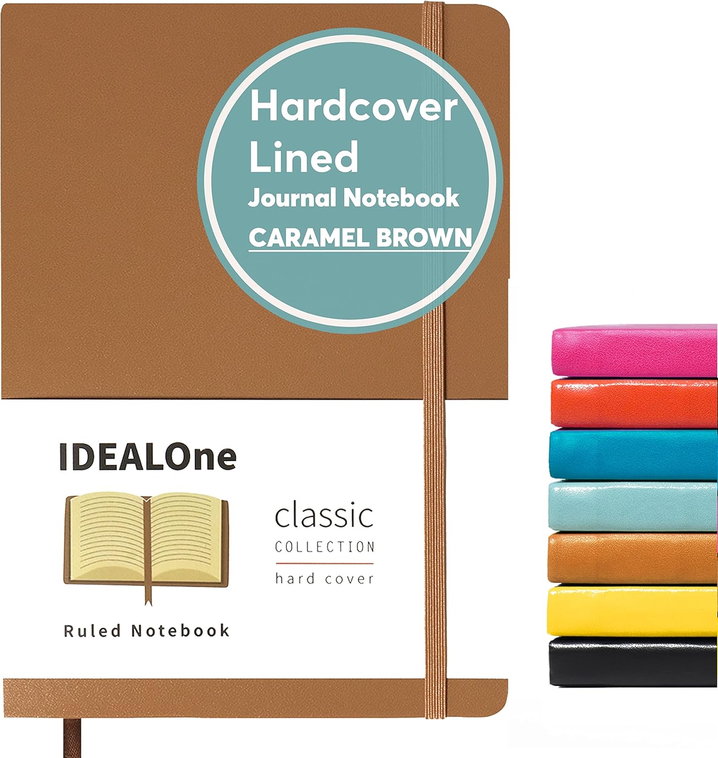 IDEALOne Hardcover Leather Journal Notebook Lined–A5 (5.7x8 inch),College ruled Journaling Notebooks,160 pages, 100GSM Thick Paper, Journal for Women,Men, Teens-Brown