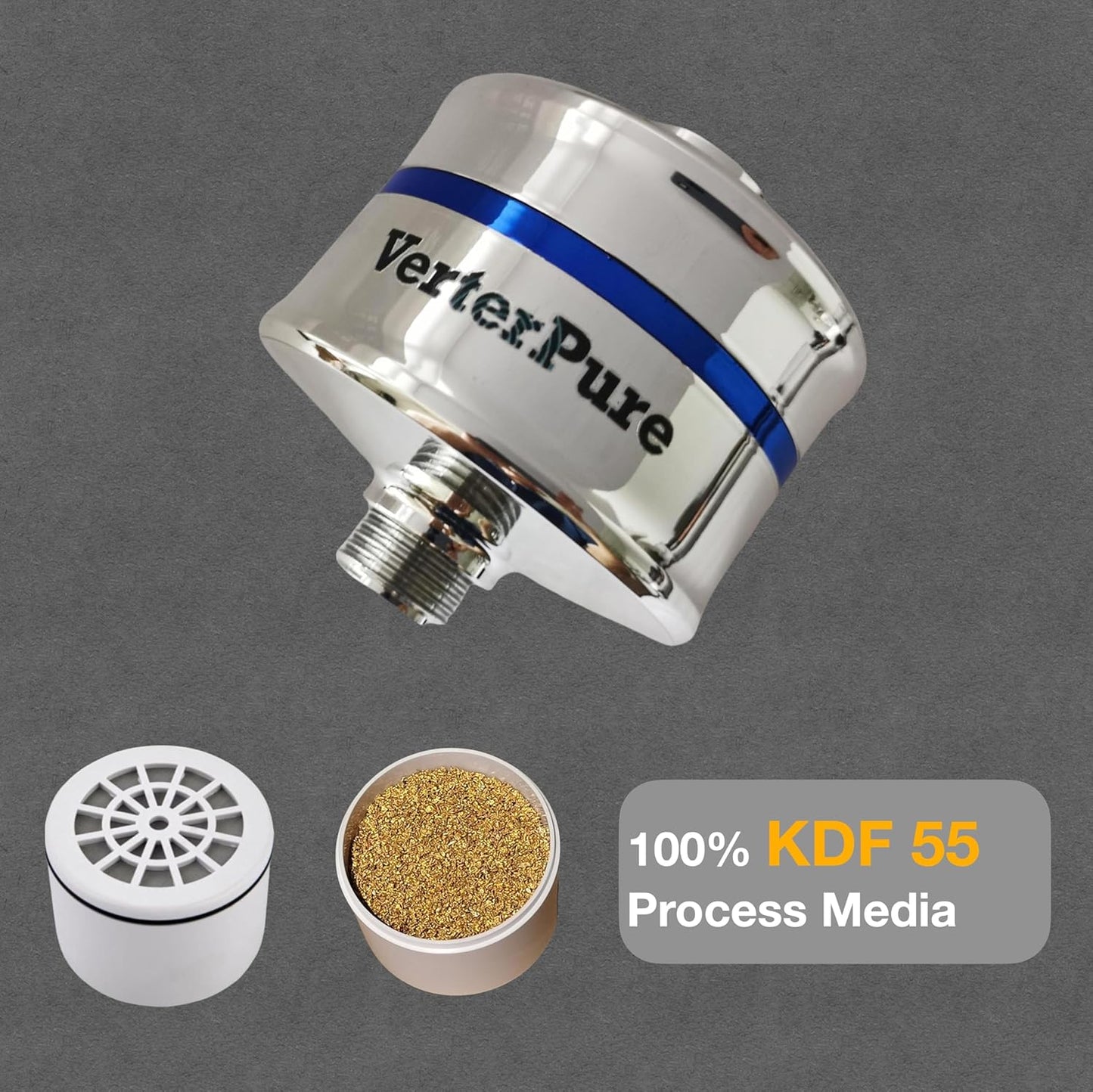 Compact Shower Filter – High Output, 100% KDF-55, Removes Chlorine & Contaminants, Softens & Purifies Hard Water, Improves Skin & Hair, Easy Installation, Hot or Cold Water, Chrome