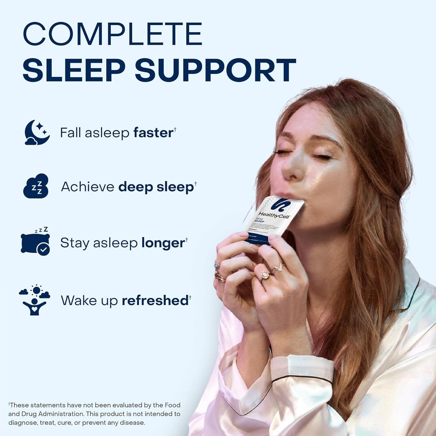 Healthycell REM Sleep - Liquid Gel Extra Strength Sleep Supplement for Adults - Melatonin, Magnesium, GABA, L-theanine Supplement - Maximum Absorption - 14 Gel Packs