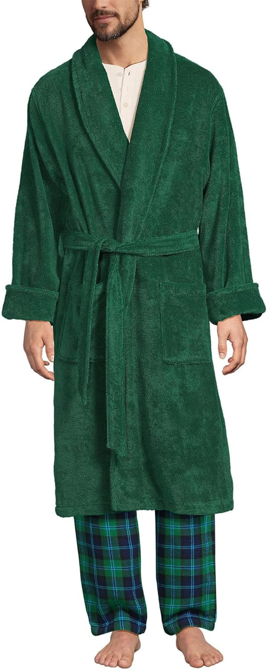 Lands' End Men's Calf Length Turkish Cotton Terry Bathrobe