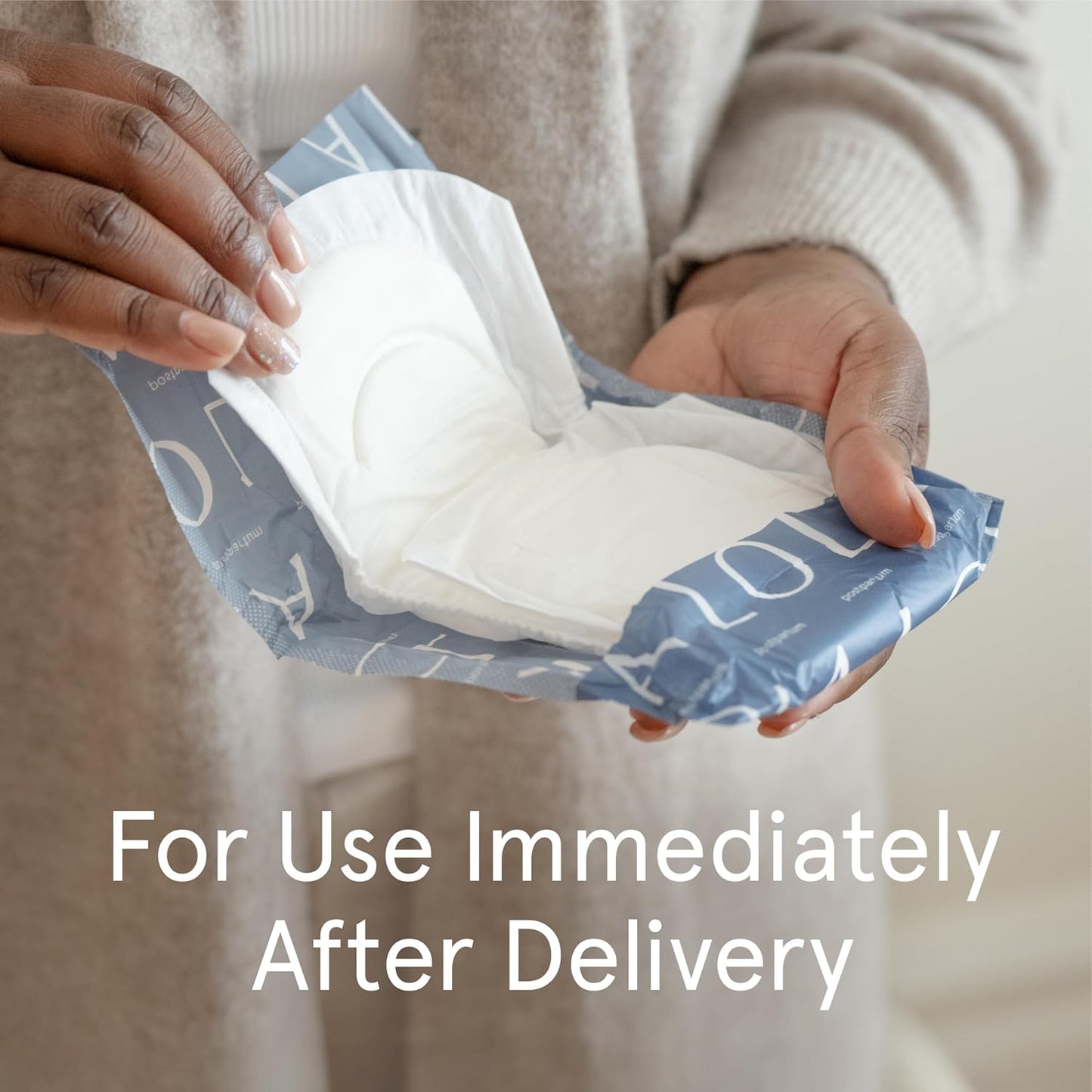 LOLA Organic Cotton Postpartum Pads - 32 Count, Ultra Absorbent and Extra Long Pads, Overnight and Full Coverage, Adult Incontinence Pad for Women, Postpartum Essentials