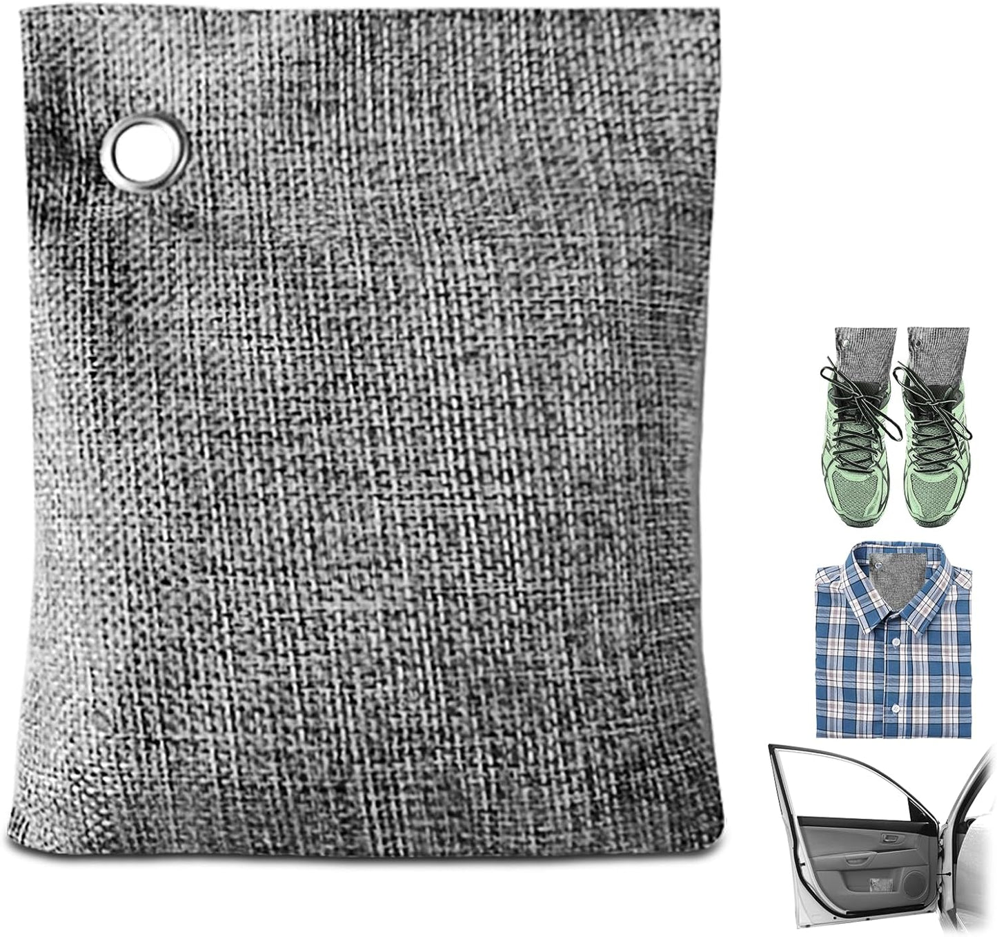 4 Pack charcoal odor absorber,Bamboo Charcoals Air Purifying Bag Charcoals Deodorizer Eliminator for Strong Odors in Car, Closet, Shoe, Basement (100G*4 Pack Gray-4, Unscented)