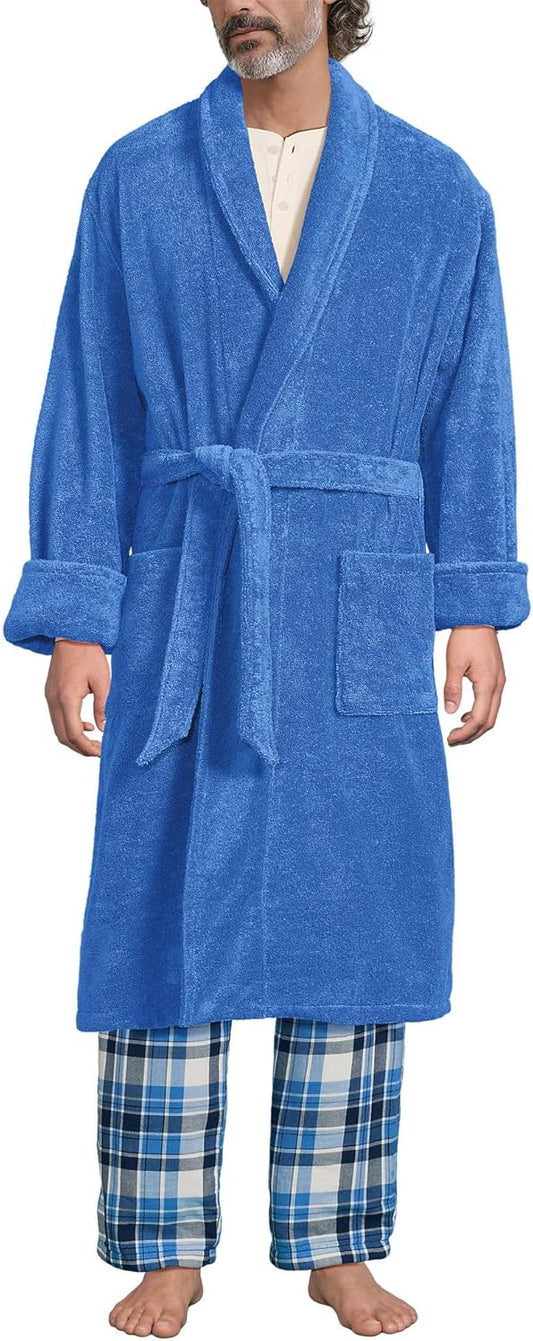 Lands' End Men's Calf Length Turkish Cotton Terry Bathrobe