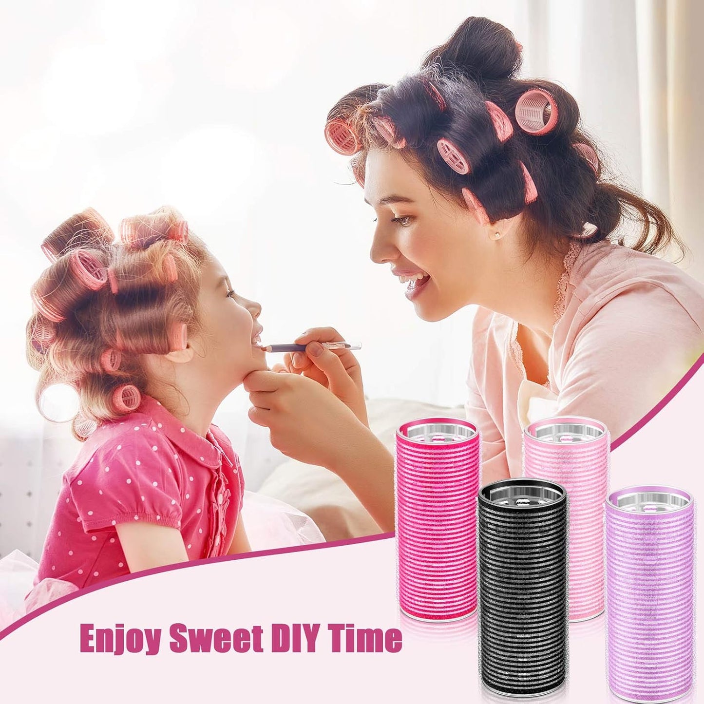 WILLBOND 8 Pcs Long Hair Rollers for Bangs Aluminum Core Curlers Thermal 4.7 x 2 Inch Self Grip Roller for Long and Medium Jumbo Hair Women Hairstyle