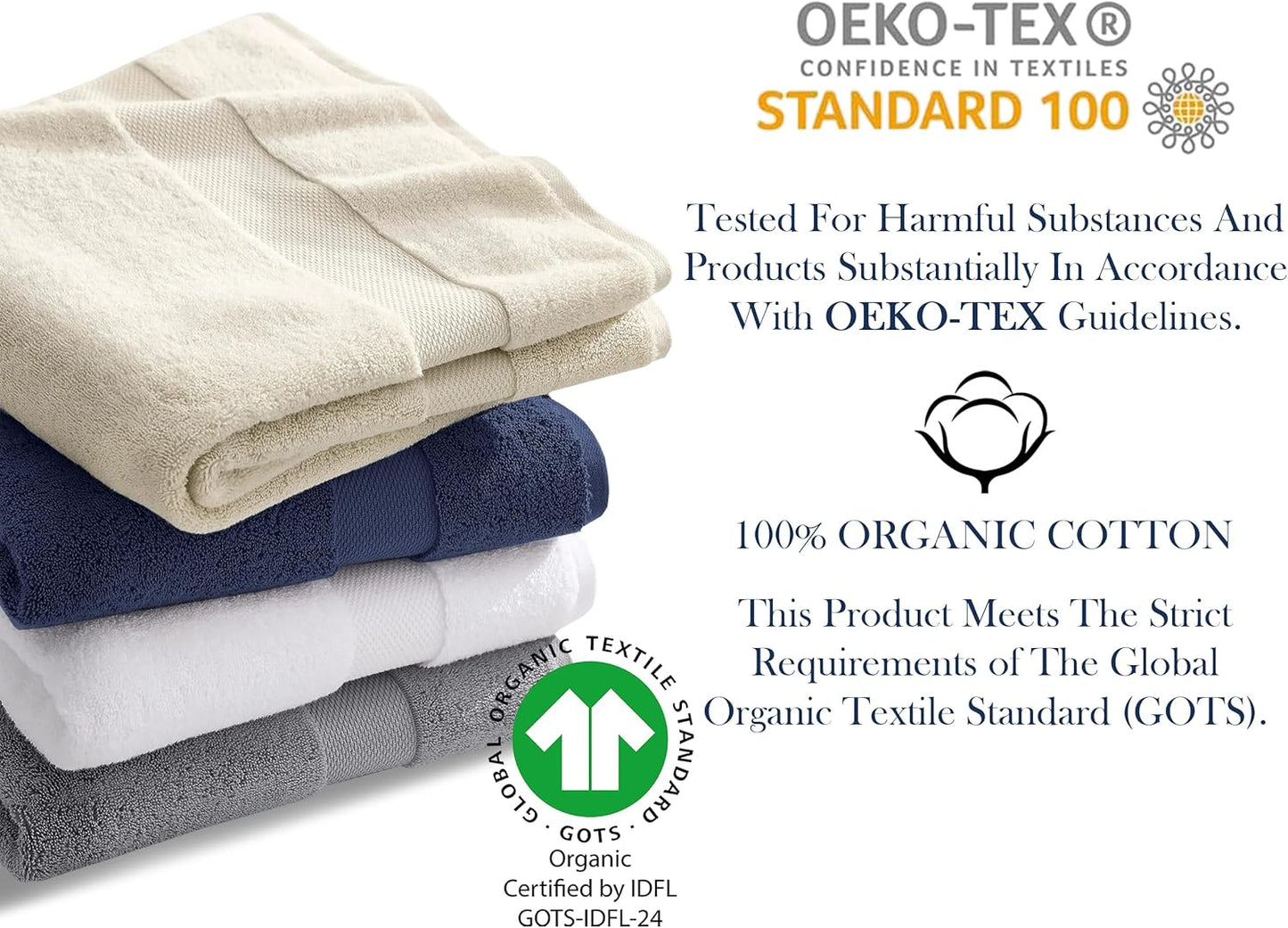 Delara Organic Cotton Luxuriously Plush Bath Towel 20 Piece Set|GOTS & Oeko-TEX Certified|Premium Hotel Quality Towels|Feather Touch Technology|650 GSM Long Staple|Soft, Quick Dry & Ultra-Absorbent