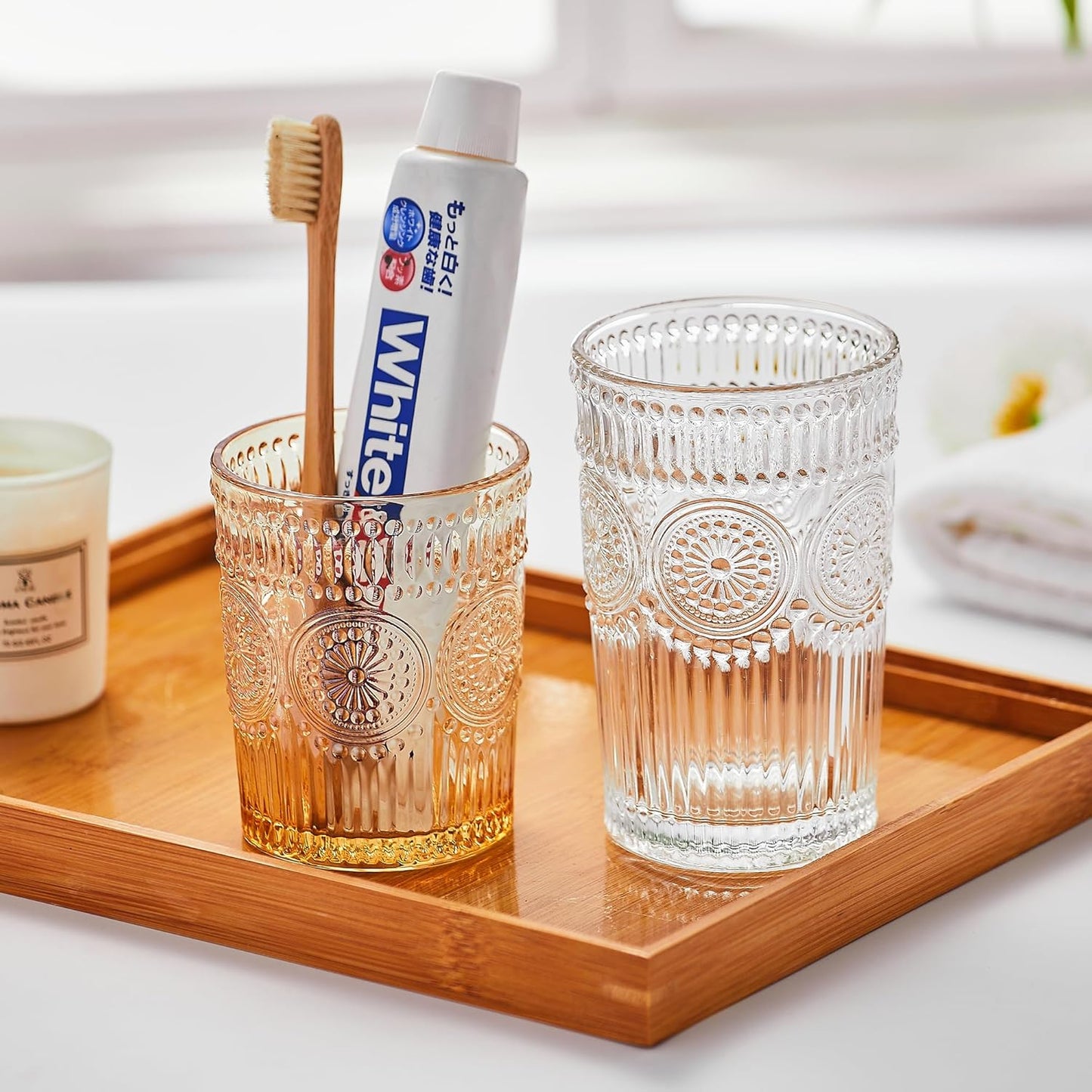 Foaming Hand Soap Dispenser, Glass Foam Soap Holder, Refillable Lotion Dispenser (L-Clear-Foaming)