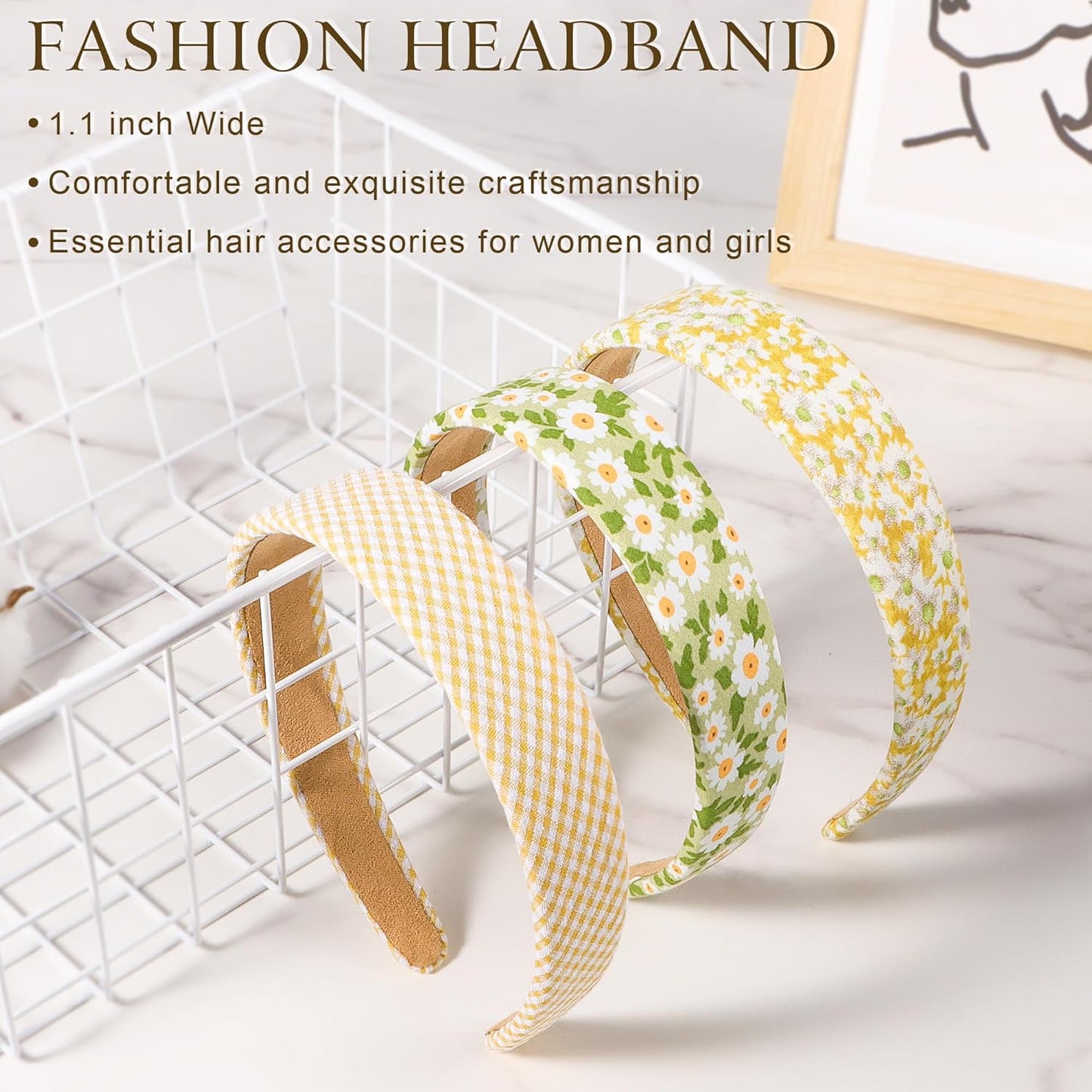 Headbands for Women - 1 Inches Wide Headbands - Solid Color Headband Fashion Hair Accessories- Trendy Women Girls Non Slip Fashion Hair Bands- Thick Elastic Hair Bands for Women's Hair 6PCS
