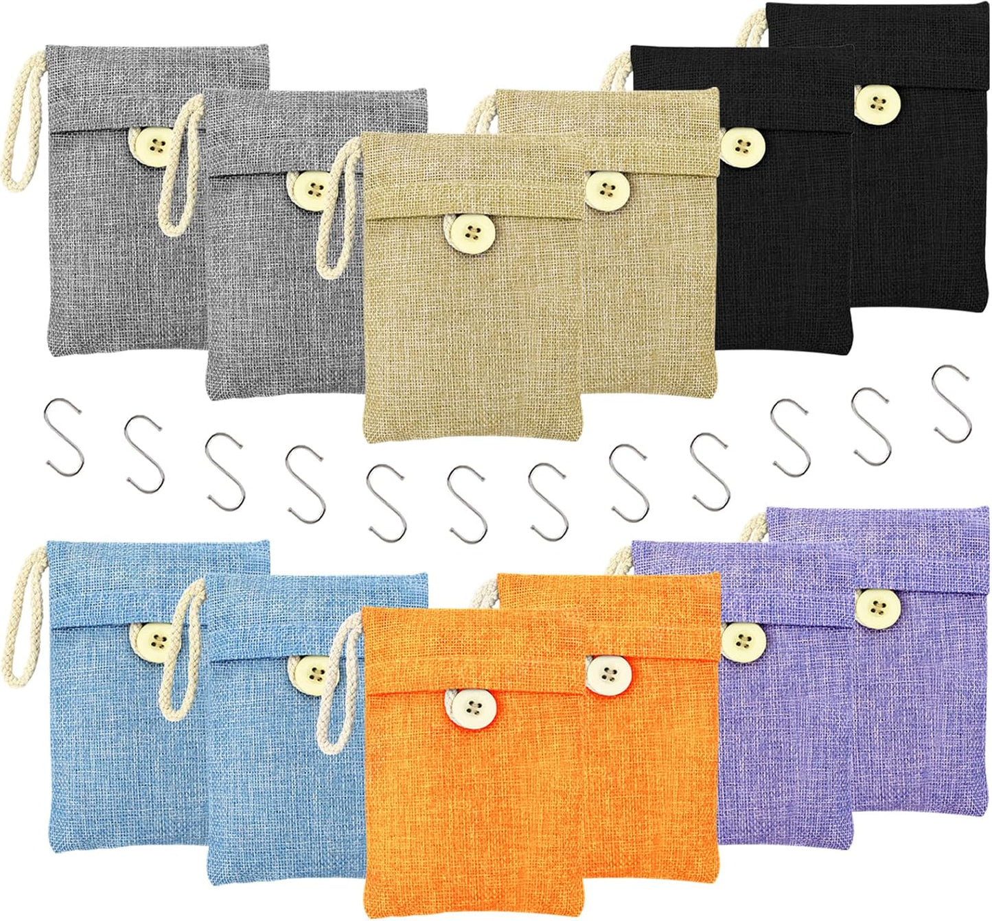 Bamboo Charcoal Bags Odor Absorber 12 Pack×100g Bamboo Charcoal Air Purifying Bags, for Car Air Fresheners, Odor Eliminator for Home,Shoe Deodorizer - Colorful-Activated Charcoal Odor Absorbers