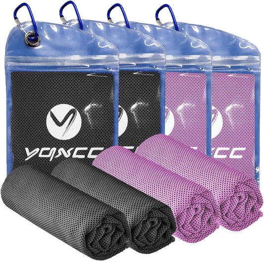 YQXCC 4 Pack Cooling Towels | 40"x12" | Cool for Neck and Face | Microfiber Soft Breathable Chilly | for Yoga, Sport, Golf, Gym, Camping, Running & More Activities