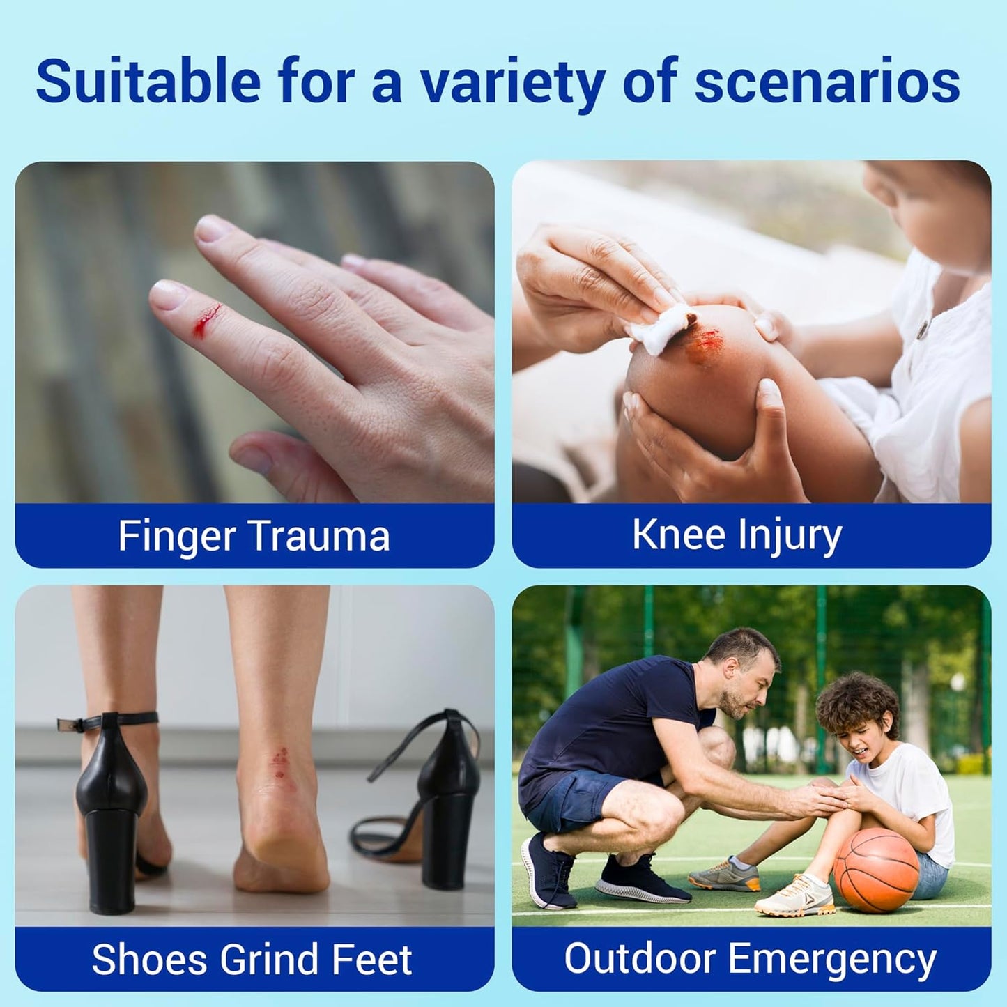 Flexible Fabric Bandages with Non-Stick Pad, Latex Free, Rainbow Colors Adhesive Bandage First Aid Wound Care for Cuts, Scrapes, Blisters, Assorted Sizes, 50 Count