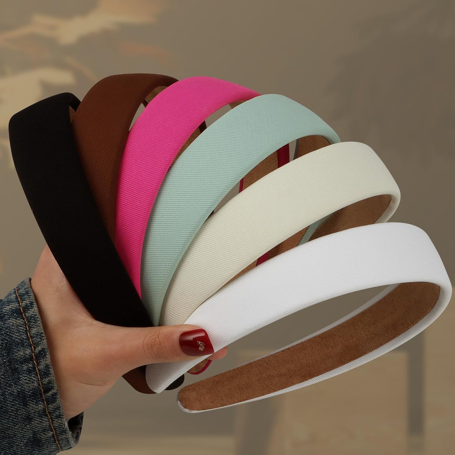 6PCS Headbands for Women – 1 Inch Wide Non-Slip Elastic Hair Bands, Thick Solid Color Headbands for Girls & Women's Hair Accessories, Trendy Fall Style