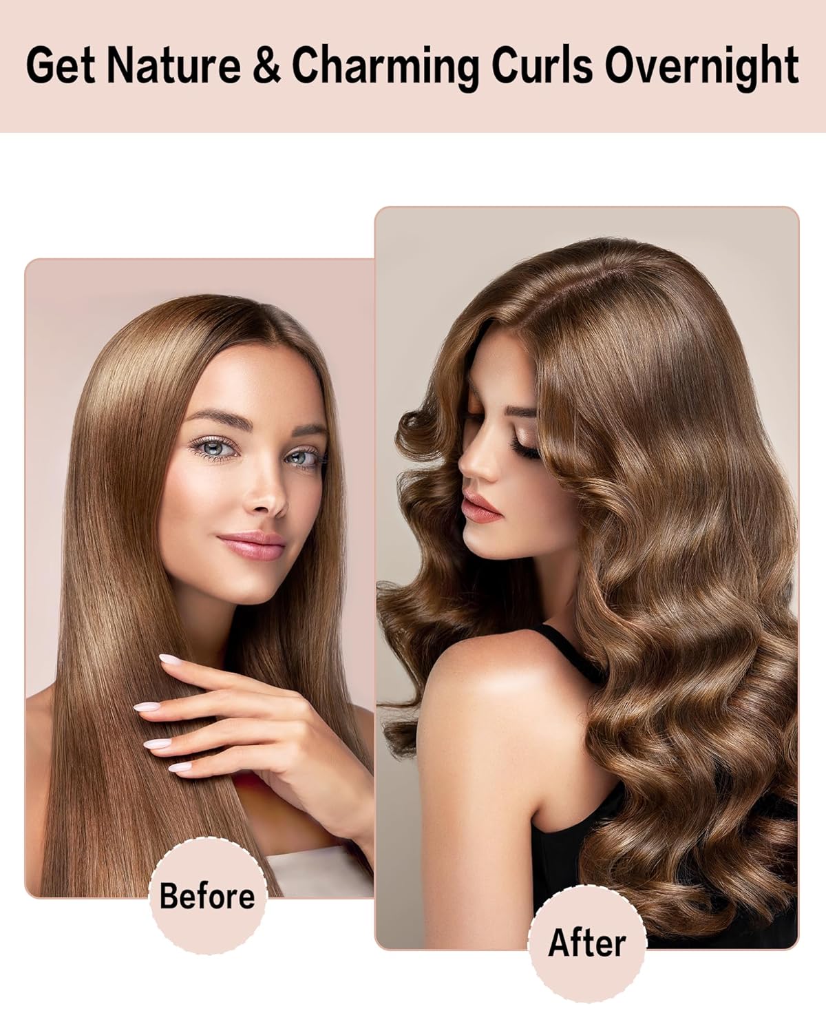 Heatless Curls Overnight Hair Curler - 4 Pcs Curling Rod to Sleep In, Velvet Hair Rollers with Satin Hair Scarf