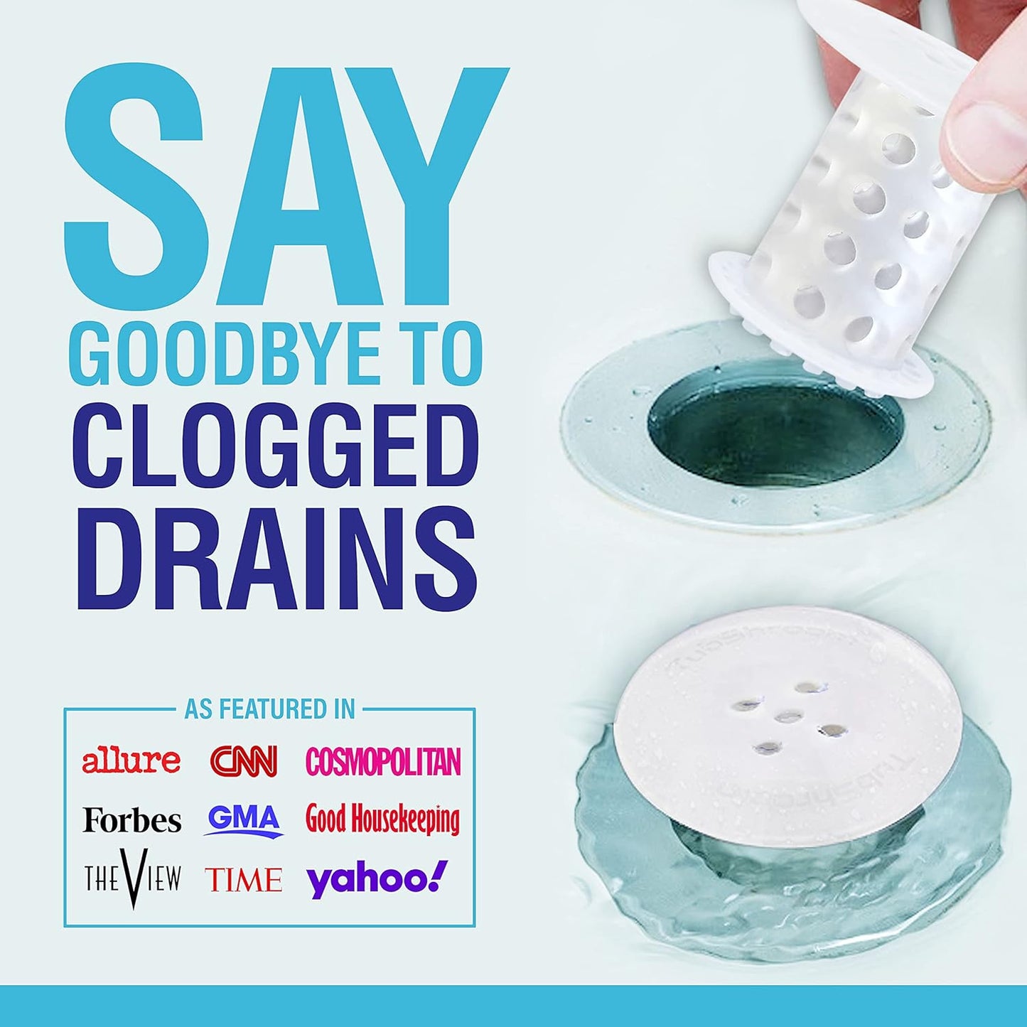 TubShroom Tub Drain Hair Catcher Strainer, 2 Pack, Clear – Drain Protector and Hair Catcher for Bathroom Drains, Fits 1.5” – 1.75” Bathtub and Shower Tub Drains