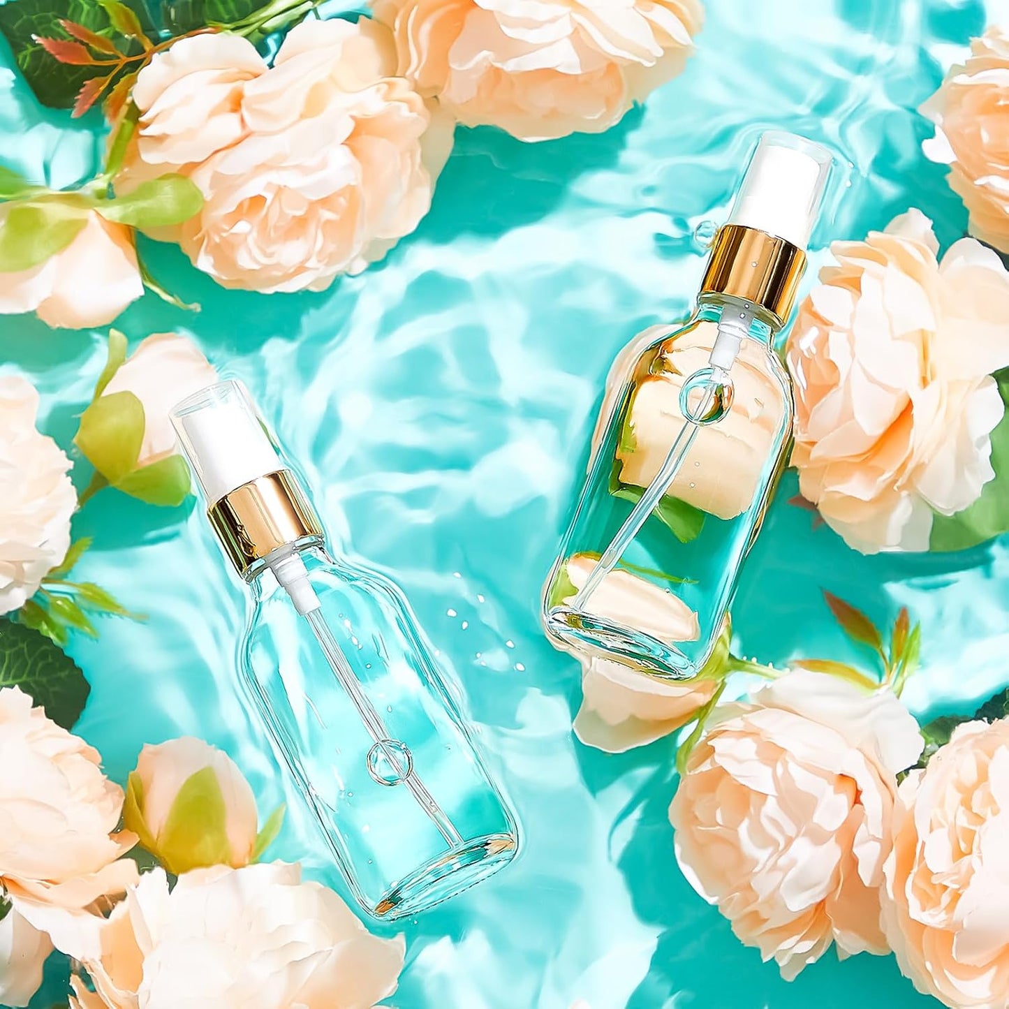 Roshtia 30 Pcs 2 oz/ 60 ml Clear Glass Spray Bottle Refillable Perfume Atomizer Clear Decorative Empty Bottles with Fine Mist Sprayer Pump for Face Body Travel